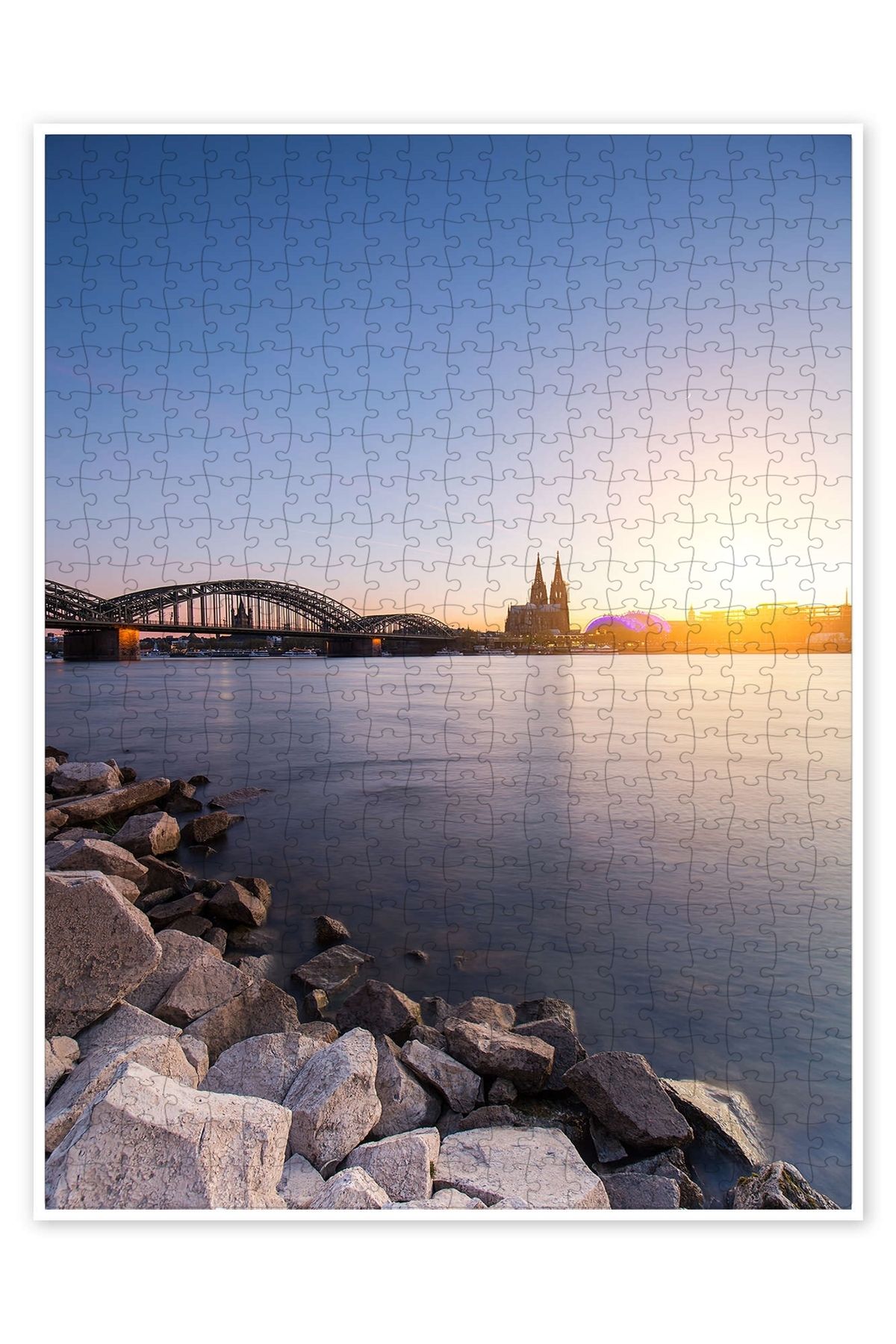 Jeronkarji Ren kıyısındaki Köln 500 Parça Puzzle Yapboz Şehir Manzara Temalı Hobilik