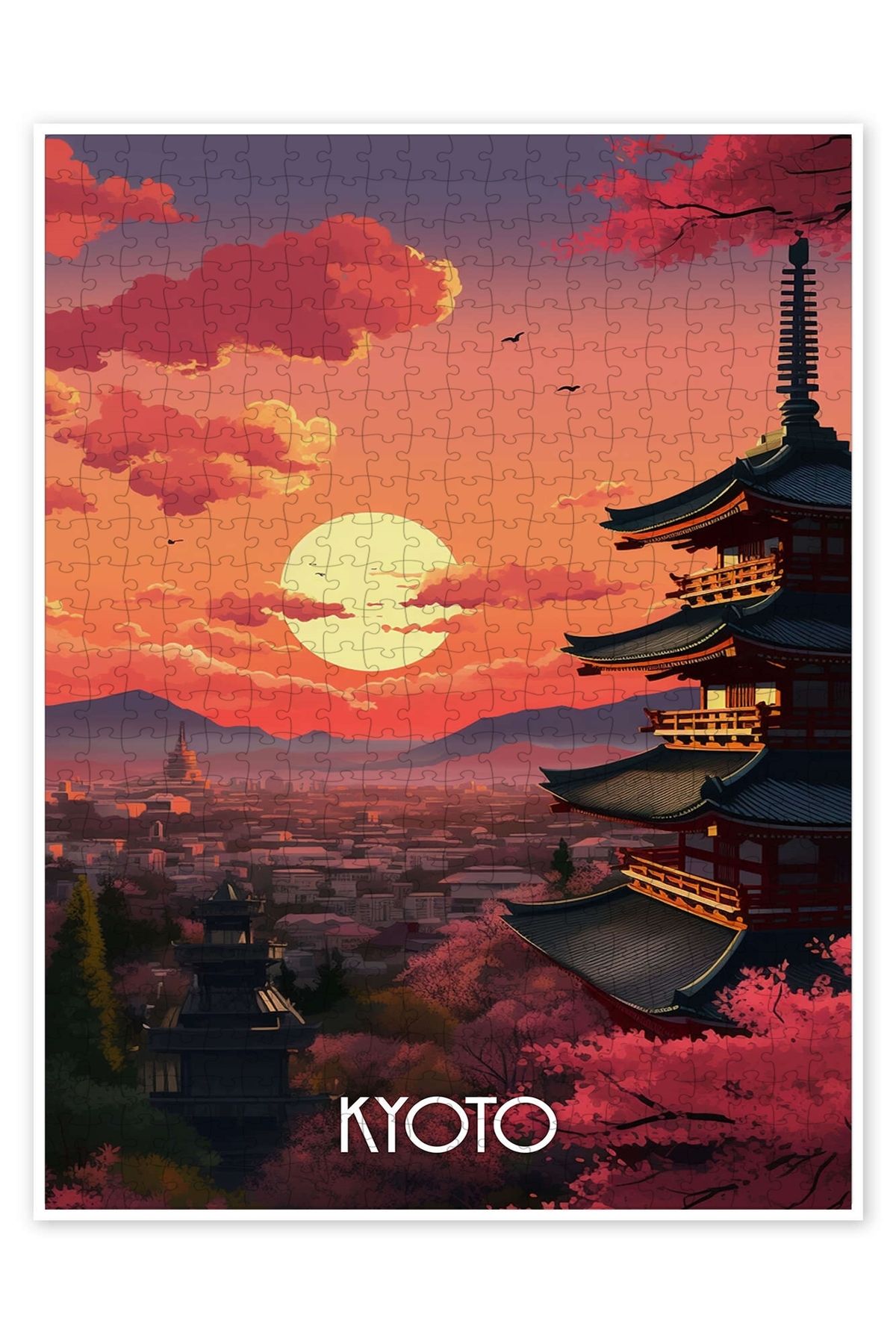 Jeronkarji Kyoto Seyahat Sanatı I 500 Parça Puzzle Yapboz Şehir Manzara Temalı Hobilik