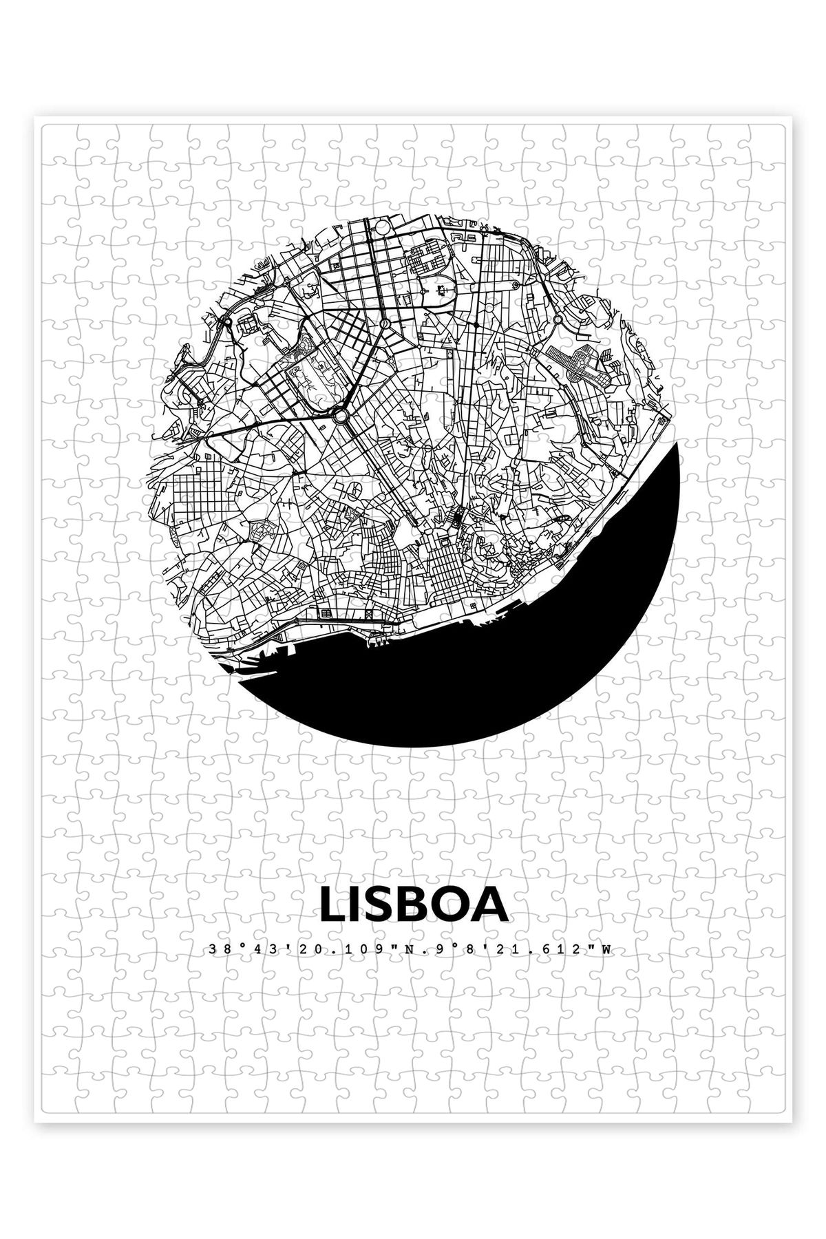 Jeronkarji Lizbon Şehir Haritası 500 Parça Puzzle Yapboz Şehir Manzara Temalı Hobilik