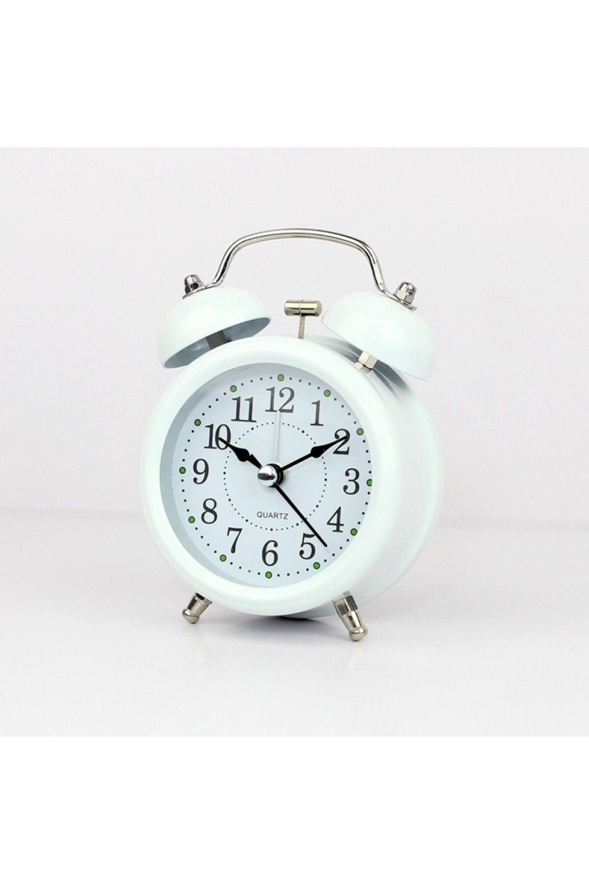 Hediye Sahibi Büyük Boy Metal Masaüstü Renkli Işıklı Çalar Saat 15*11cm Beyaz