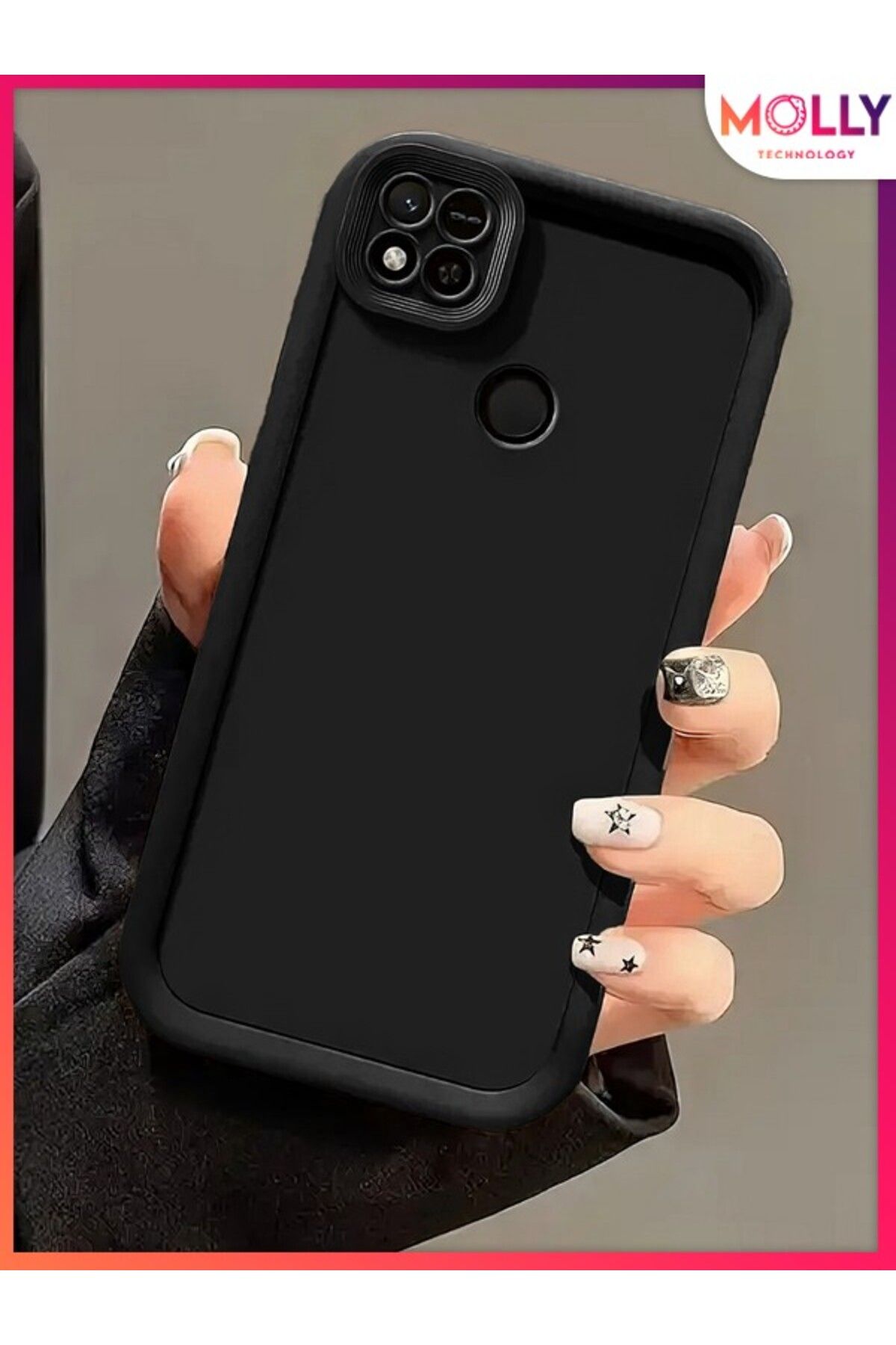 Molly Xiaomi Redmi 9C İçin Siyah Kenarları Kalın Pan Silikon Kılıf