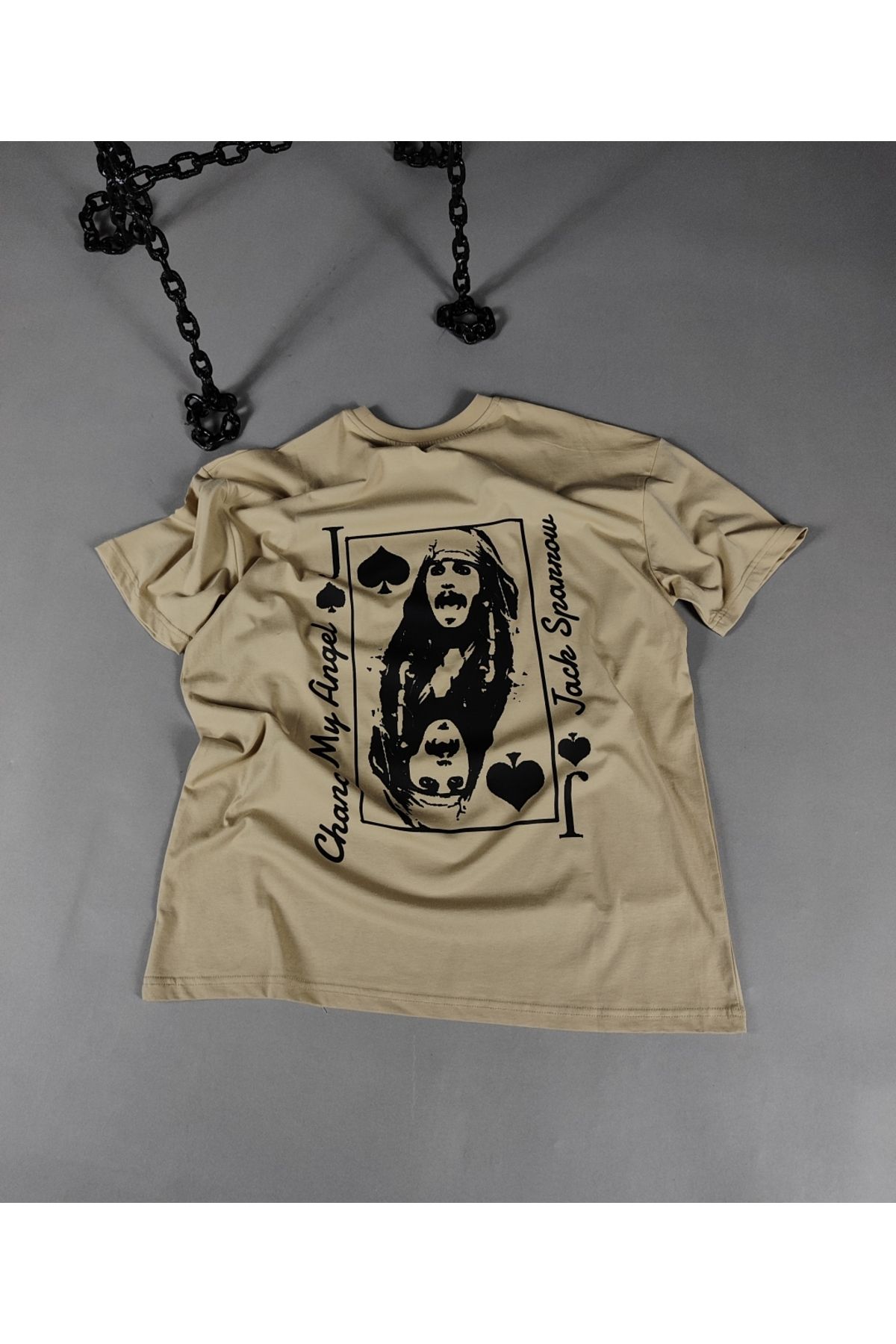 Terziligiyin Jack Sparrow Baskılı Unisex Oversize Tişört – %100 Pamuk Terletmeyen T-shirt