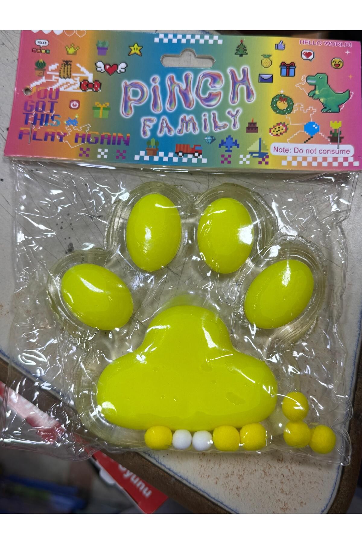 Modarana Dev Pati Squishy Taba Squishy Kedi Pati Sıkma 14 cm Pullu Pati Sukuşi Sarı