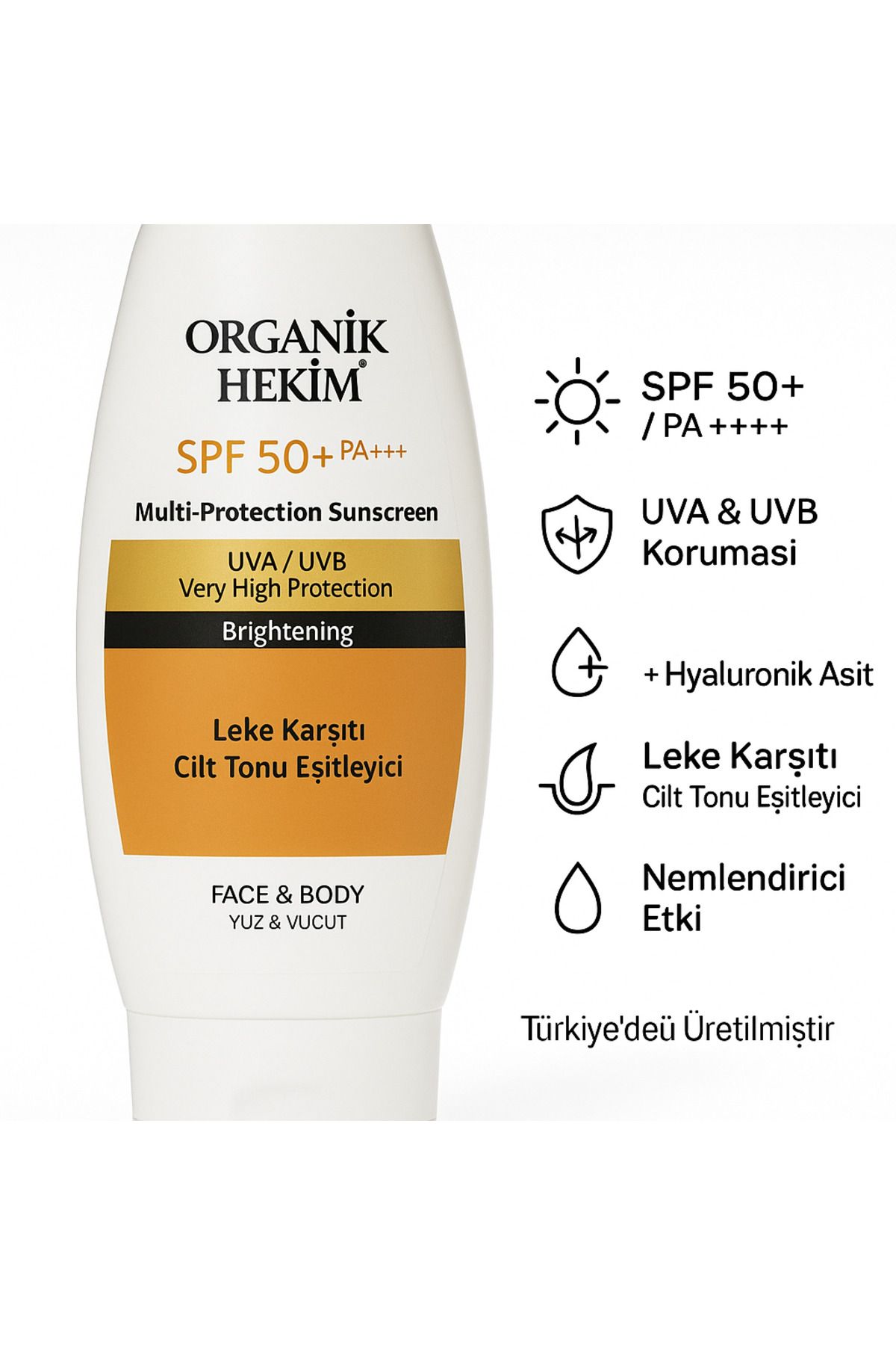 GRAN CANELA Organik Hekim SPF 50+ Güneş Kremi 100 ml | Yüz & Vücut | Leke Karşıtı, Nemlendirici, Işık Koruma
