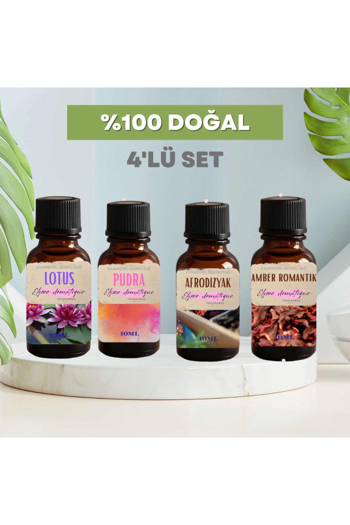Elysee Aromatique 4'lü Set Esansiyel Uçucu Koku Yağı Difüzör Esansı Buhurdanlık Yağı Aromaterapi Yağı