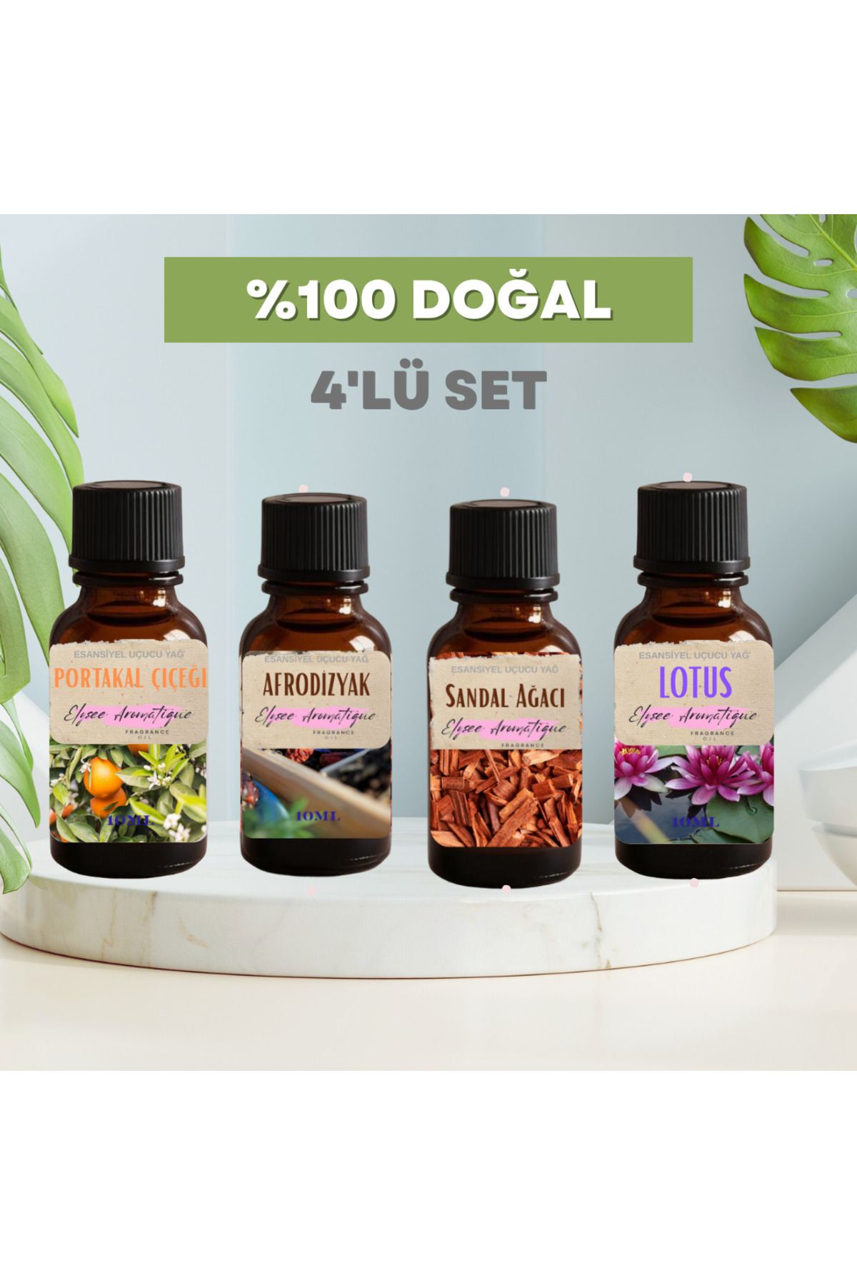 Elysee Aromatique 4'lü Set Esansiyel Uçucu Koku Yağı Difüzör Esansı Buhurdanlık Yağı Aromaterapi Yağı