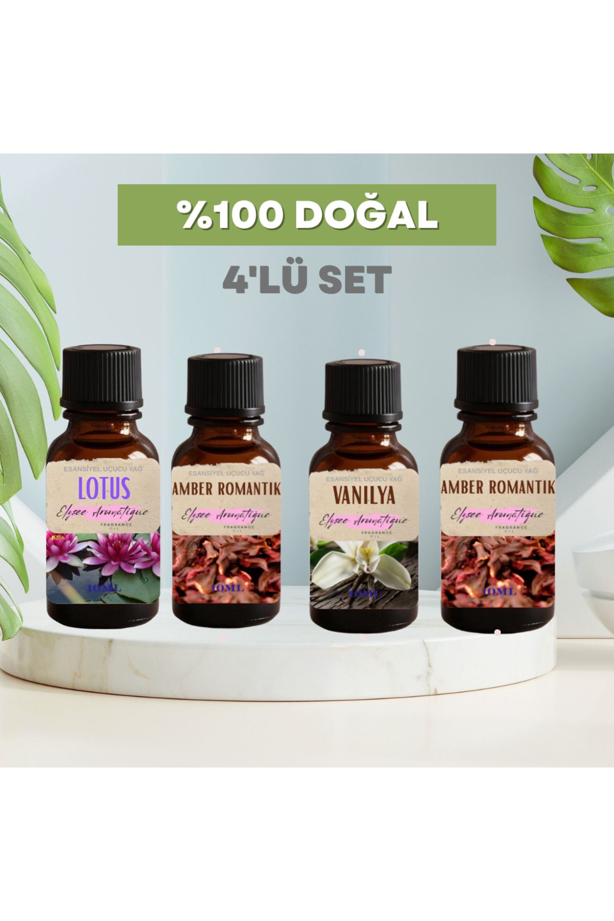 Elysee Aromatique 4'lü Set Esansiyel Uçucu Koku Yağı Difüzör Esansı Buhurdanlık Yağı Aromaterapi Yağı