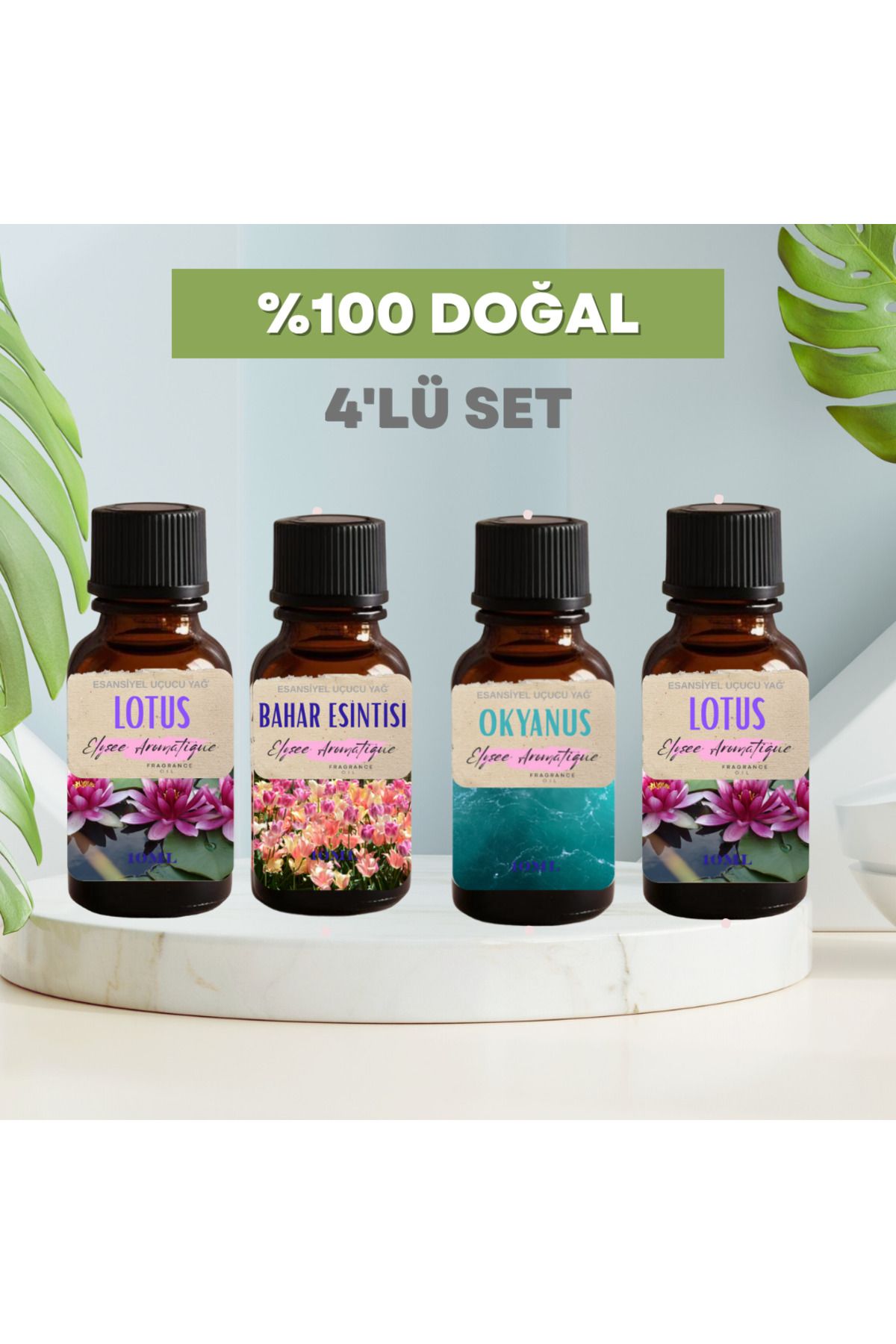 Elysee Aromatique 4'lü Set Esansiyel Uçucu Koku Yağı Difüzör Esansı Buhurdanlık Yağı Aromaterapi Yağı