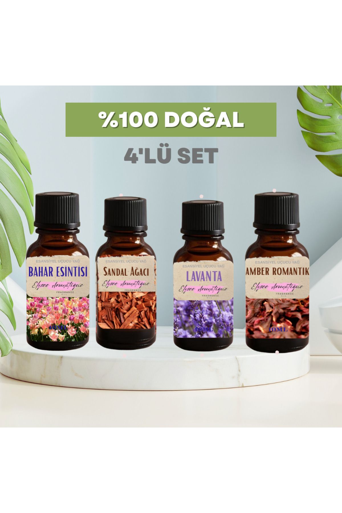 Elysee Aromatique 4'lü Set Esansiyel Uçucu Koku Yağı Difüzör Esansı Buhurdanlık Yağı Aromaterapi Yağı