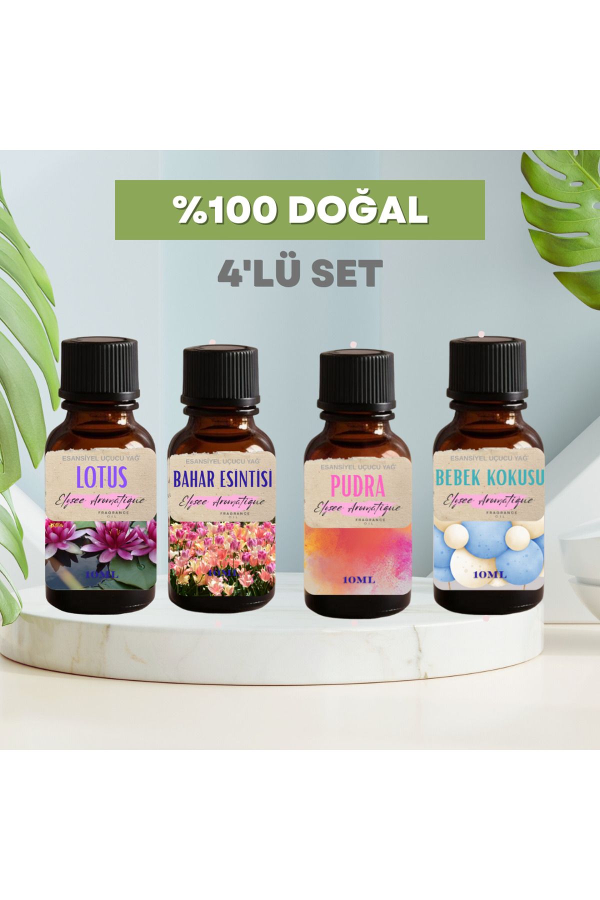 Elysee Aromatique 4'lü Set Esansiyel Uçucu Koku Yağı Difüzör Esansı Buhurdanlık Yağı Aromaterapi Yağı