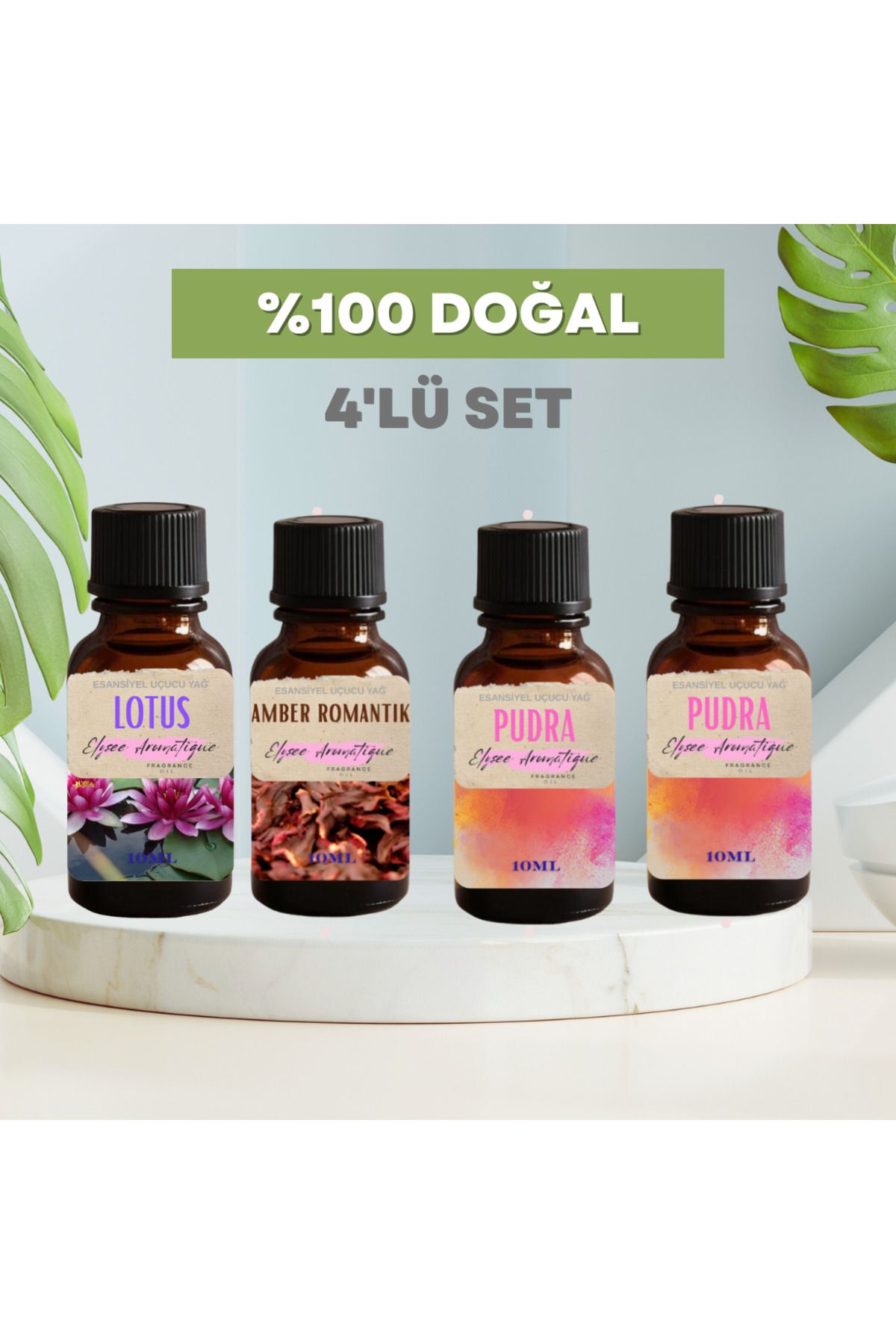 Elysee Aromatique 4'lü Set Esansiyel Uçucu Koku Yağı Difüzör Esansı Buhurdanlık Yağı Aromaterapi Yağı