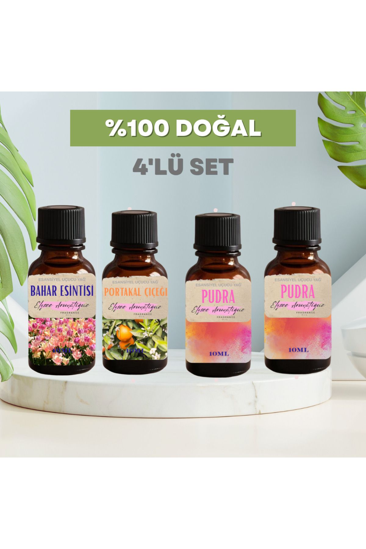 Elysee Aromatique 4'lü Set Esansiyel Uçucu Koku Yağı Difüzör Esansı Buhurdanlık Yağı Aromaterapi Yağı