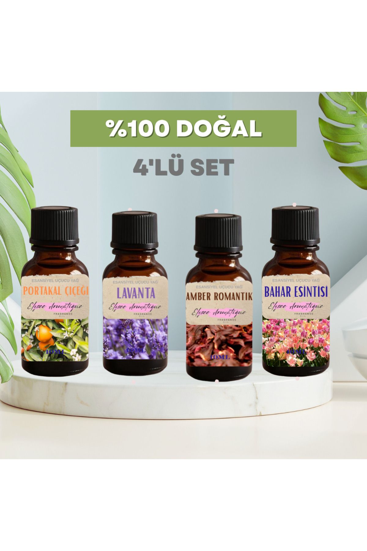 Elysee Aromatique 4'lü Set Esansiyel Uçucu Koku Yağı Difüzör Esansı Buhurdanlık Yağı Aromaterapi Yağı