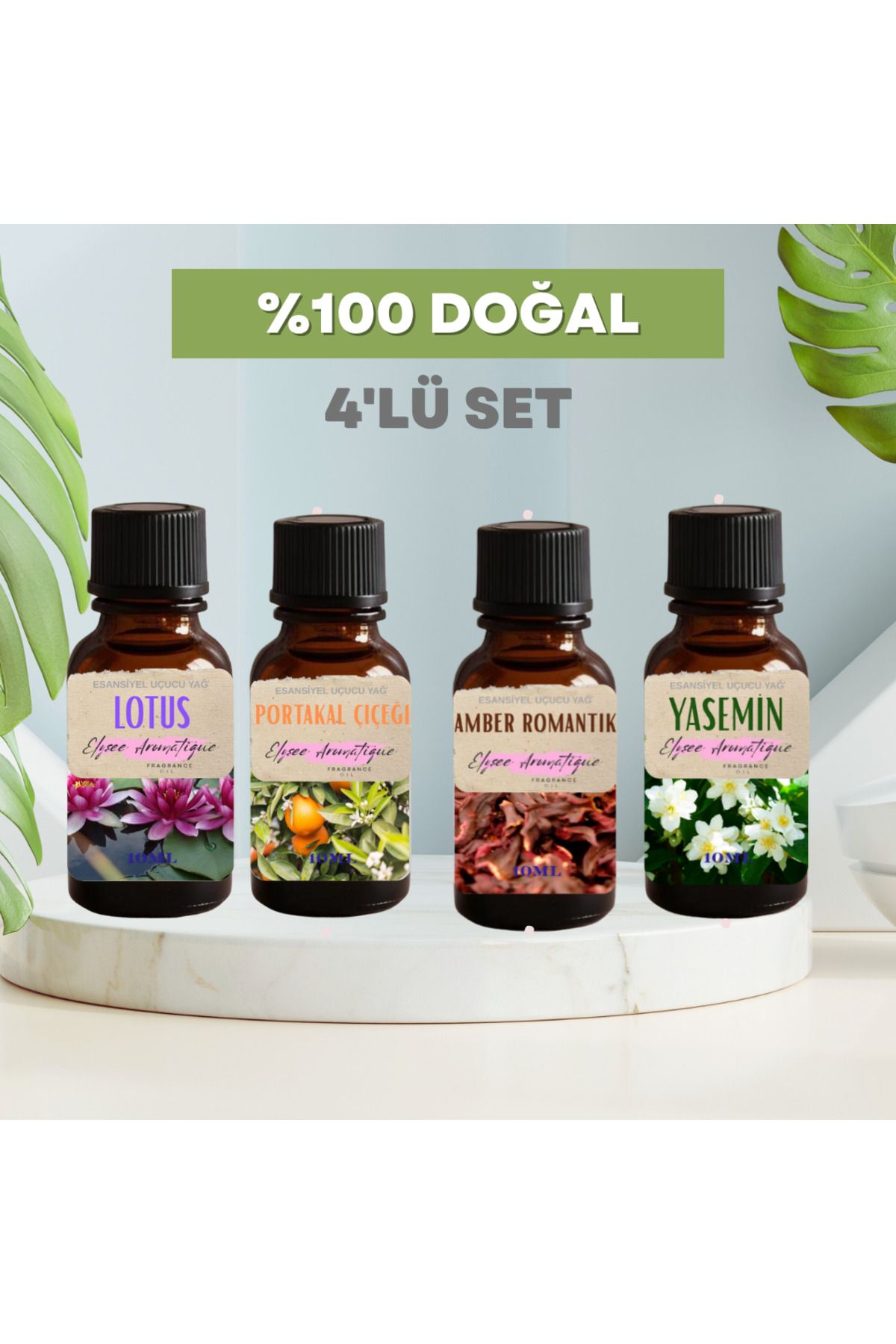 Elysee Aromatique 4'lü Set Esansiyel Uçucu Koku Yağı Difüzör Esansı Buhurdanlık Yağı Aromaterapi Yağı