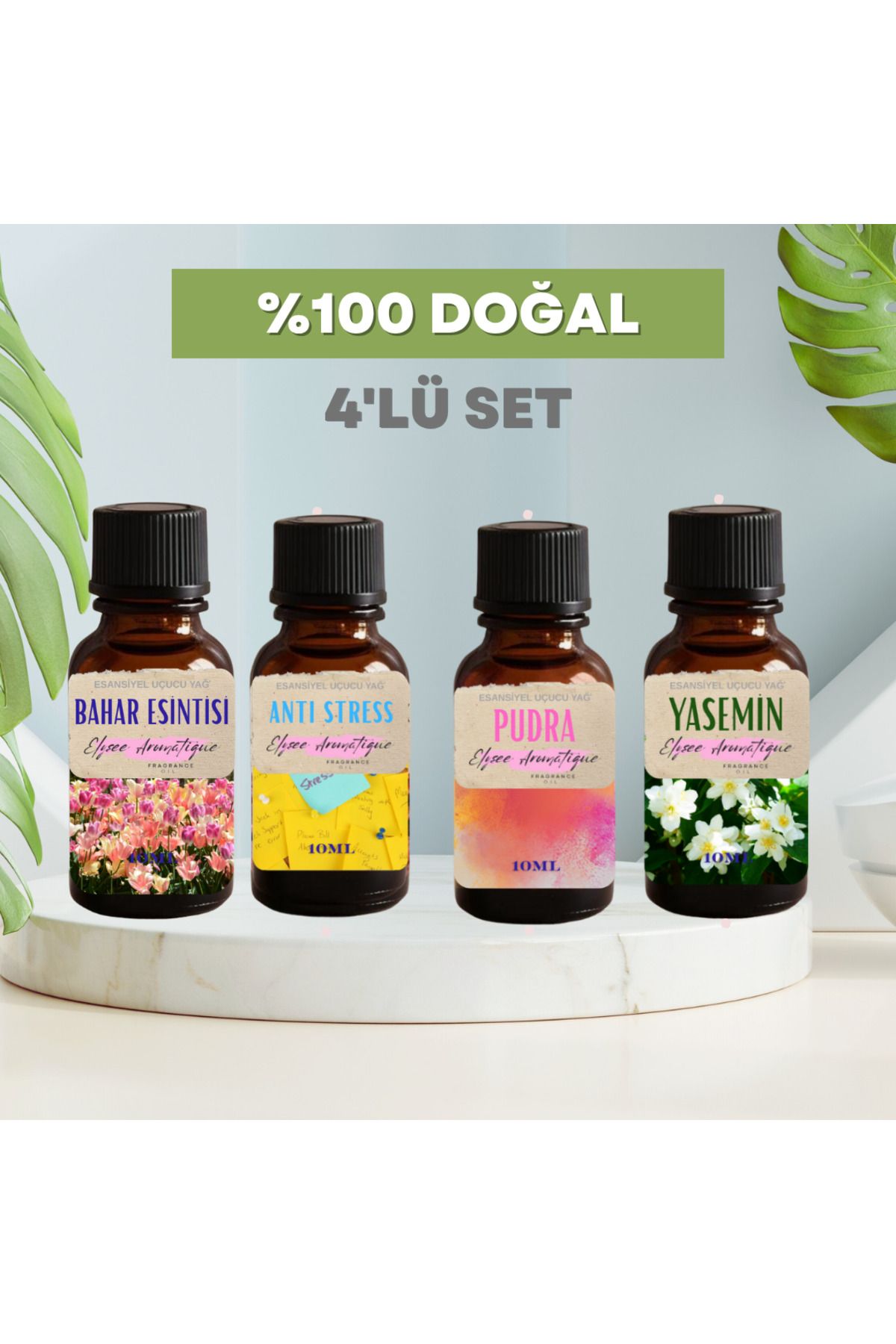 Elysee Aromatique 4'lü Set Esansiyel Uçucu Koku Yağı Difüzör Esansı Buhurdanlık Yağı Aromaterapi Yağı