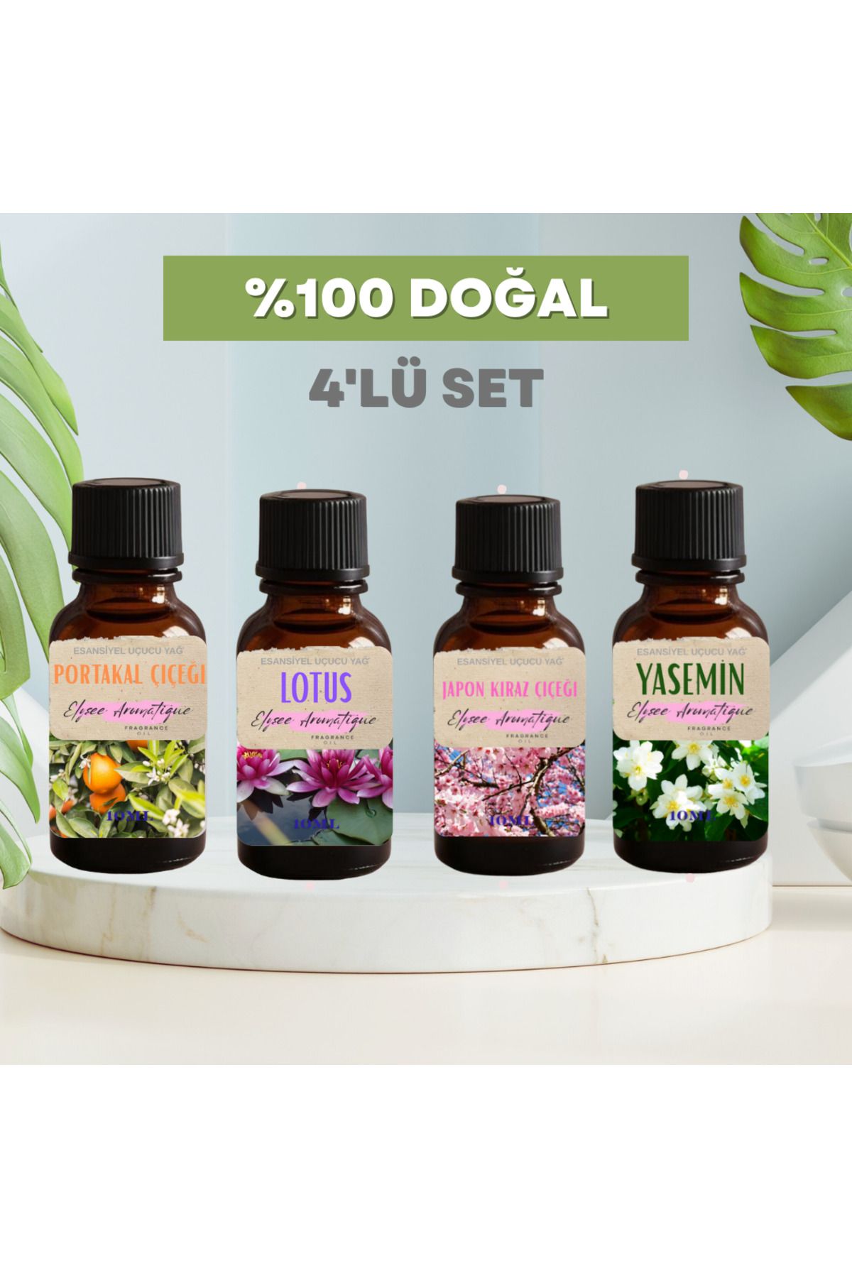 Elysee Aromatique 4'lü Set Esansiyel Uçucu Koku Yağı Difüzör Esansı Buhurdanlık Yağı Aromaterapi Yağı