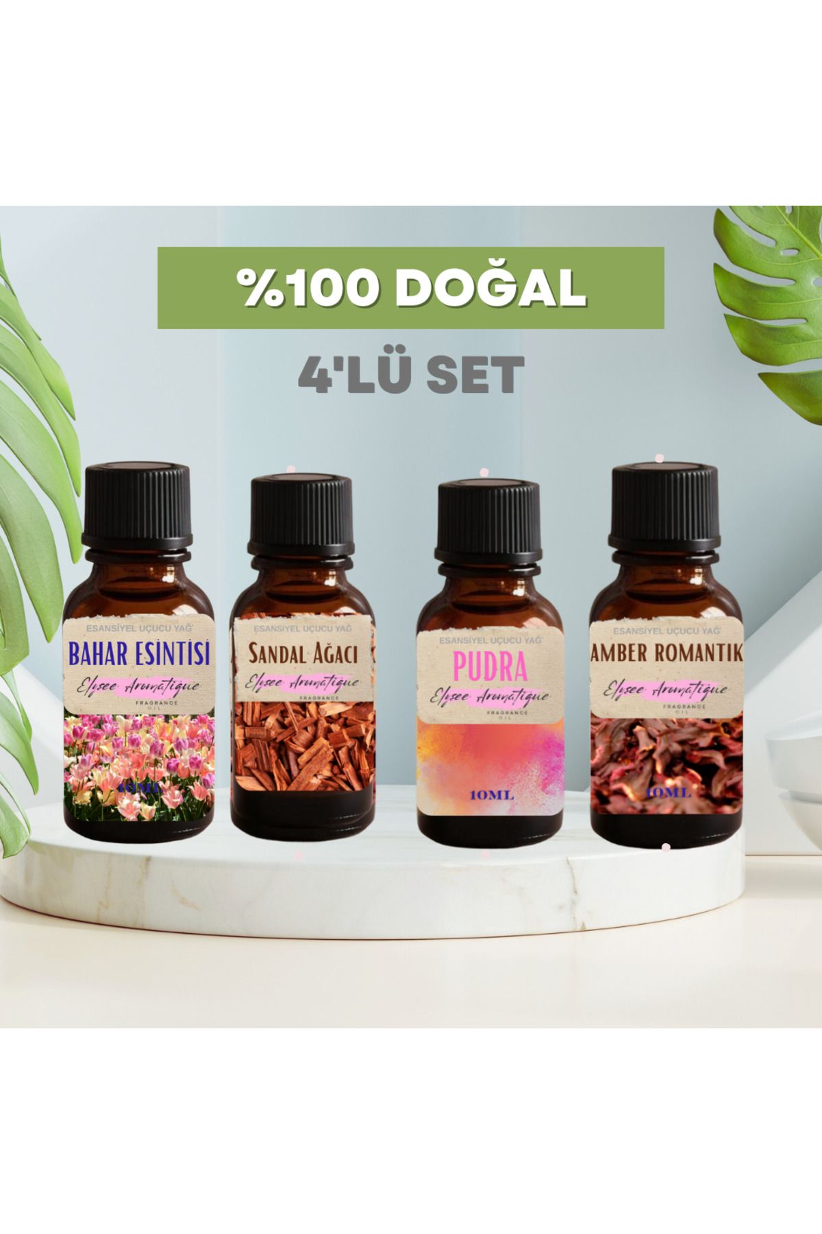Elysee Aromatique 4'lü Set Esansiyel Uçucu Koku Yağı Difüzör Esansı Buhurdanlık Yağı Aromaterapi Yağı