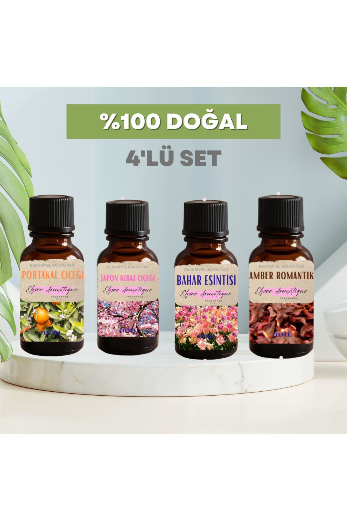 Elysee Aromatique 4'lü Set Esansiyel Uçucu Koku Yağı Difüzör Esansı Buhurdanlık Yağı Aromaterapi Yağı