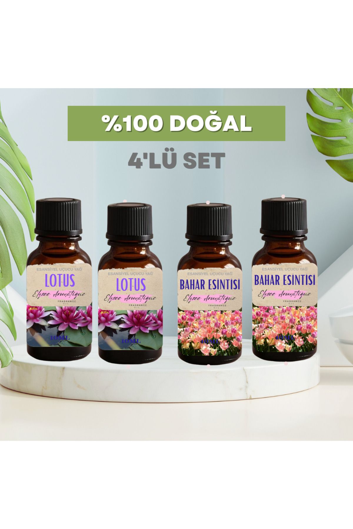 Elysee Aromatique 4'lü Set Esansiyel Uçucu Koku Yağı Difüzör Esansı Buhurdanlık Yağı Aromaterapi Yağı