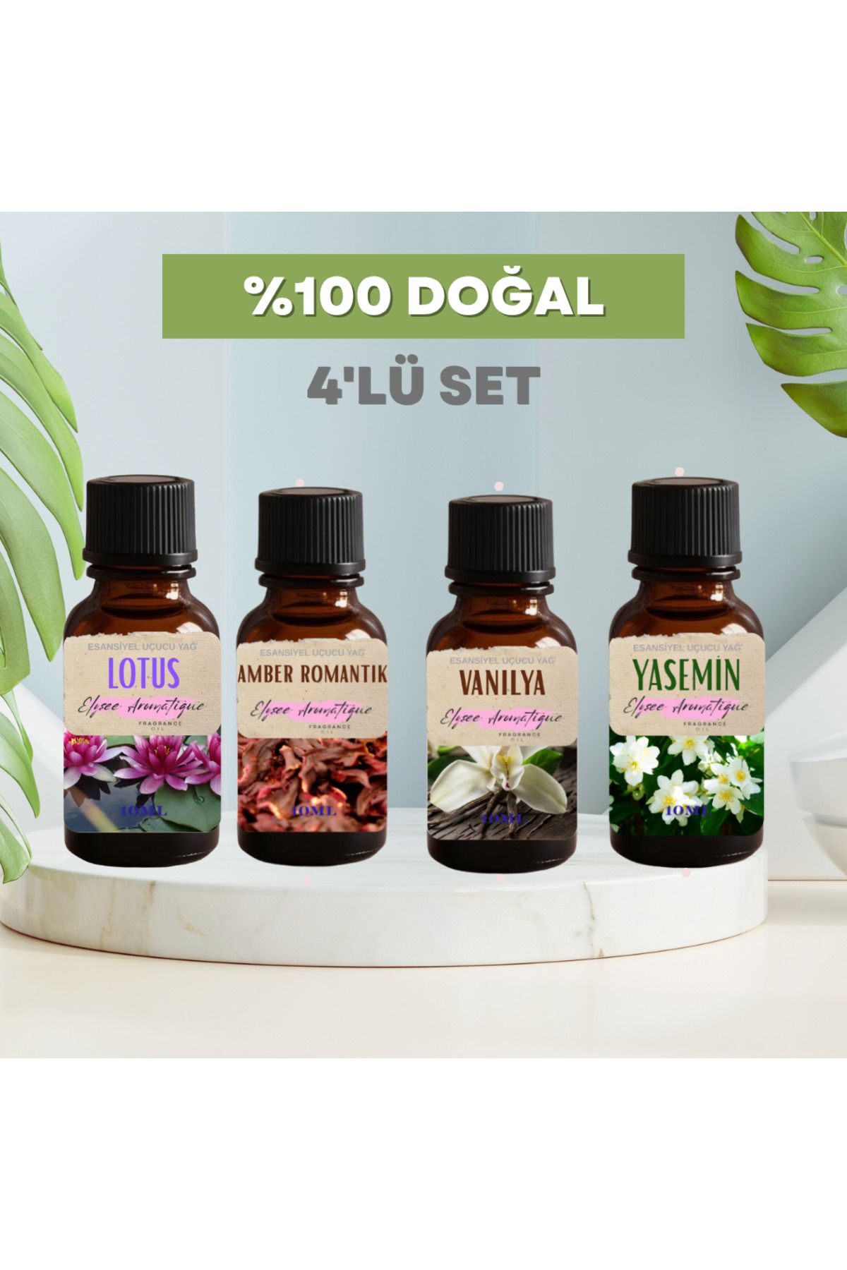 Elysee Aromatique 4'lü Set Esansiyel Uçucu Koku Yağı Difüzör Esansı Buhurdanlık Yağı Aromaterapi Yağı