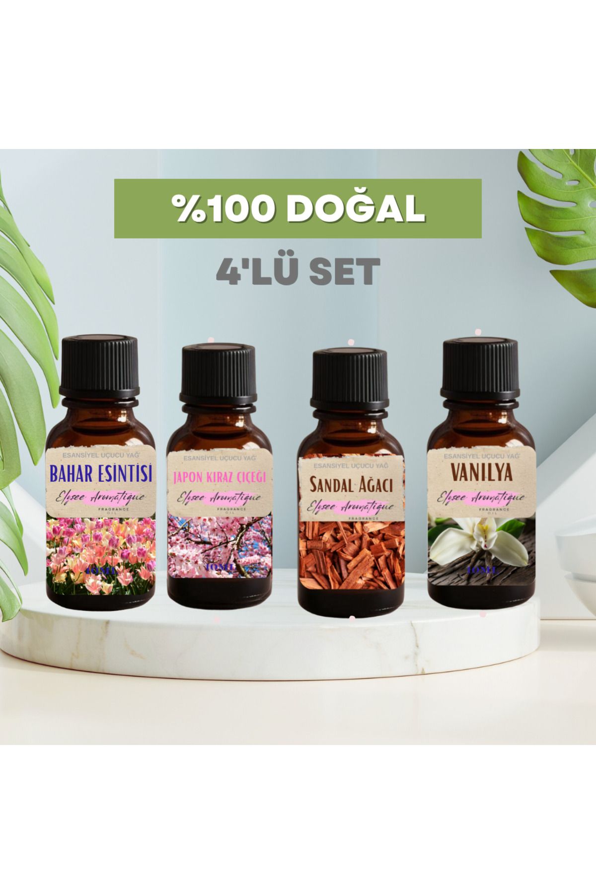 Elysee Aromatique 4'lü Set Esansiyel Uçucu Koku Yağı Difüzör Esansı Buhurdanlık Yağı Aromaterapi Yağı