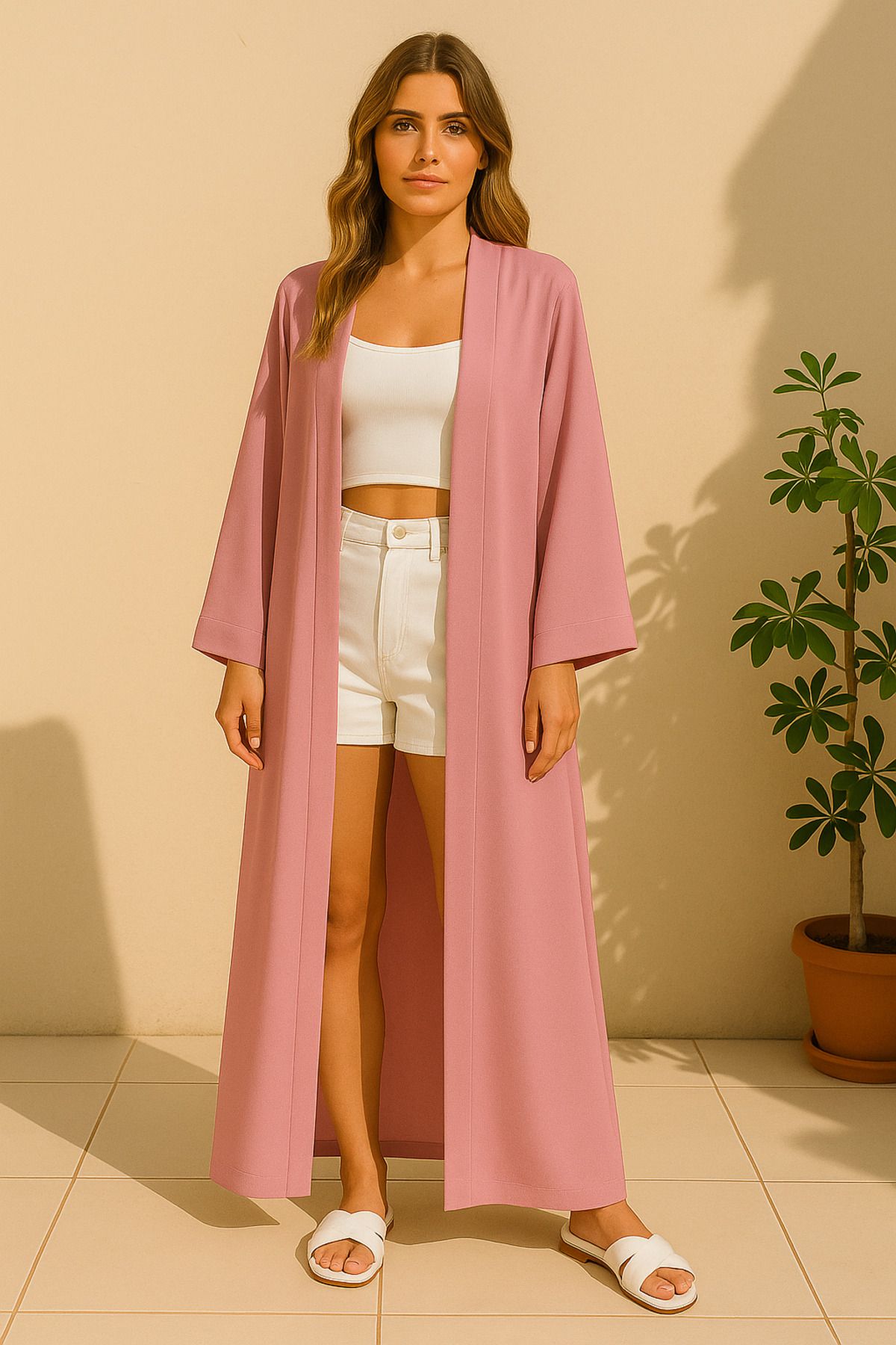 Misue Handmade Medine İpeği Kimono, Hafif ve Dökümlü Uzun Pareo, Yazlık İnce Uzun Kimono, İnce Dökümlü Dokuma Hırka