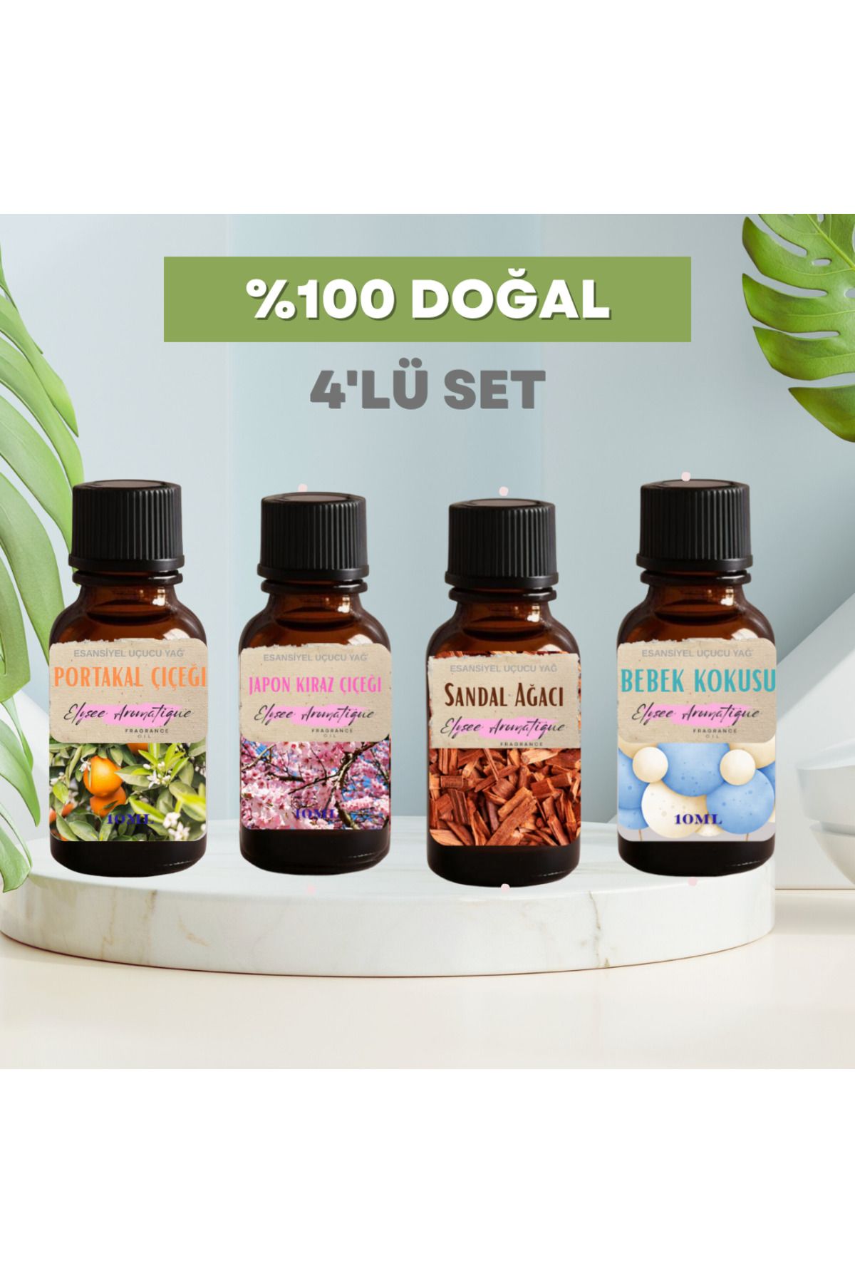 Elysee Aromatique 4'lü Set Esansiyel Uçucu Koku Yağı Difüzör Esansı Buhurdanlık Yağı Aromaterapi Yağı