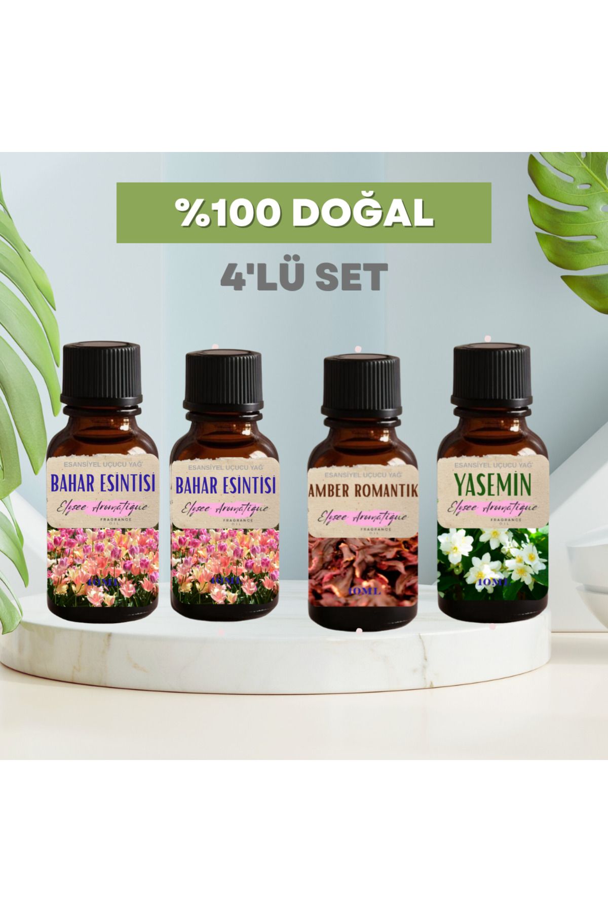 Elysee Aromatique 4'lü Set Esansiyel Uçucu Koku Yağı Difüzör Esansı Buhurdanlık Yağı Aromaterapi Yağı