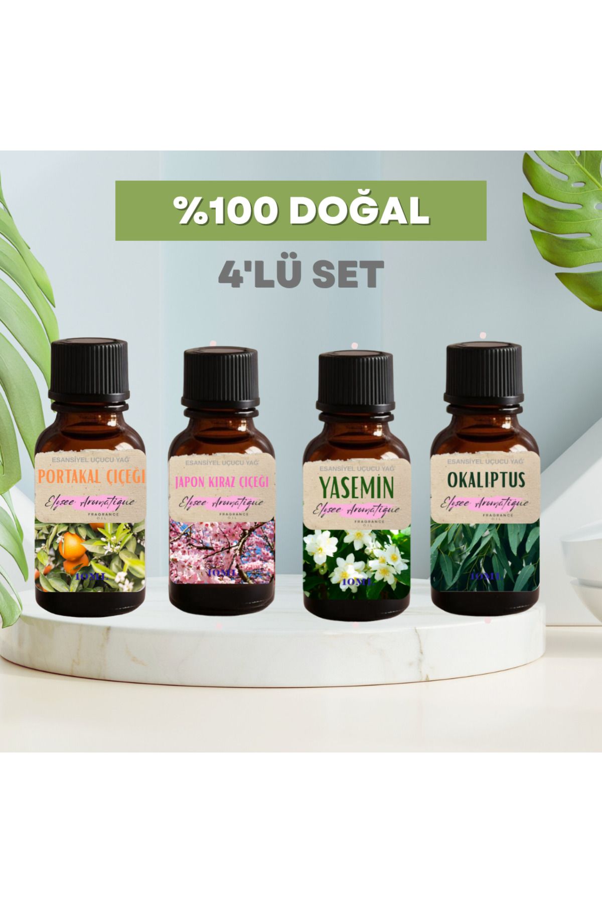 Elysee Aromatique 4'lü Set Esansiyel Uçucu Koku Yağı Difüzör Esansı Buhurdanlık Yağı Aromaterapi Yağı
