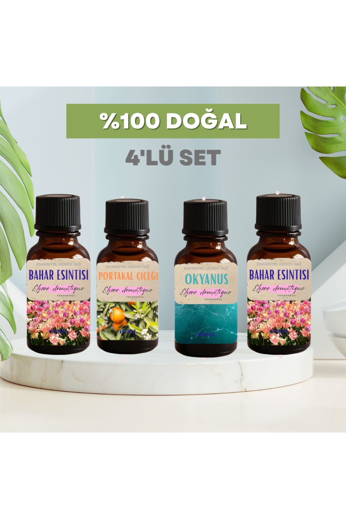 Elysee Aromatique 4'lü Set Esansiyel Uçucu Koku Yağı Difüzör Esansı Buhurdanlık Yağı Aromaterapi Yağı