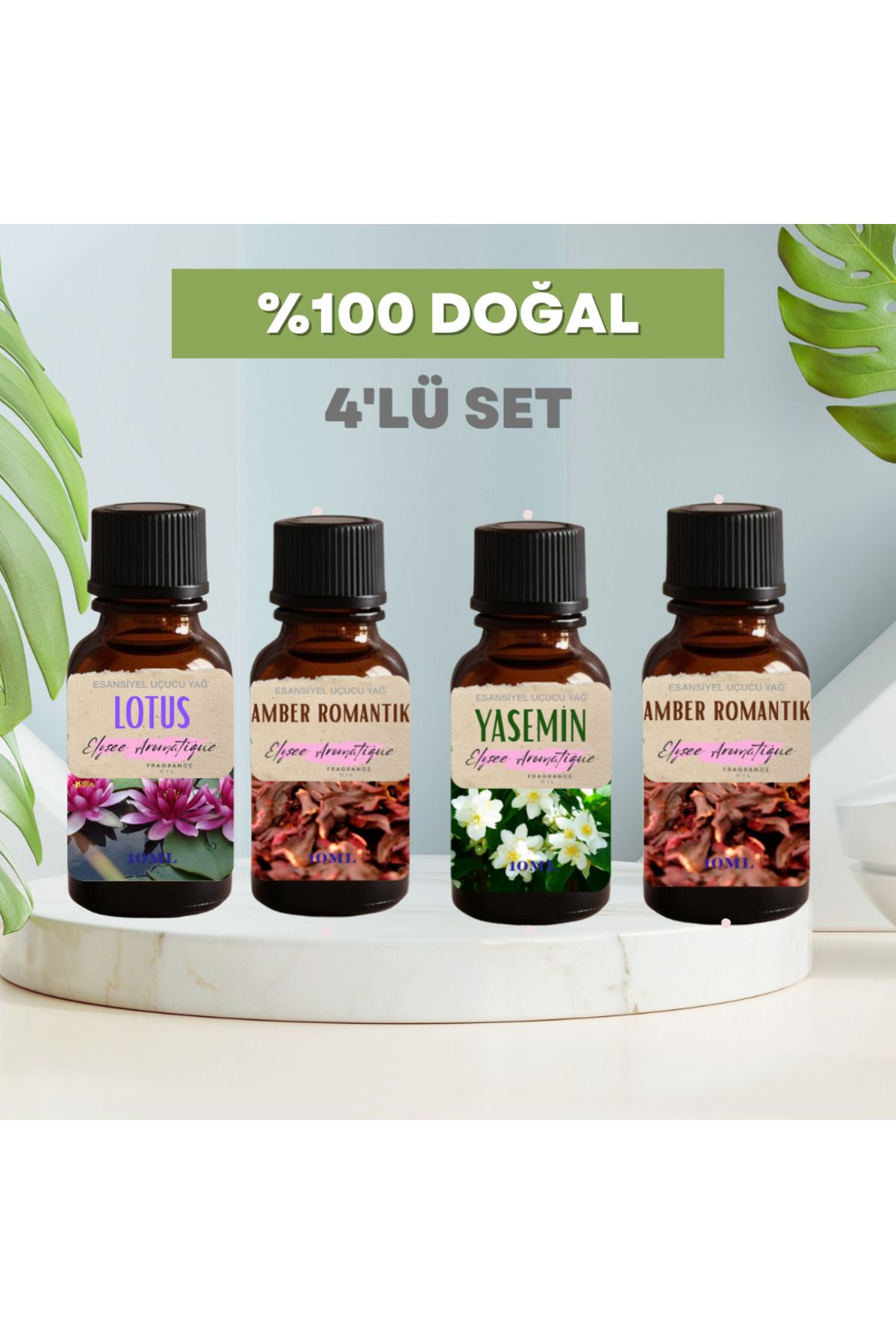 Elysee Aromatique 4'lü Set Esansiyel Uçucu Koku Yağı Difüzör Esansı Buhurdanlık Yağı Aromaterapi Yağı