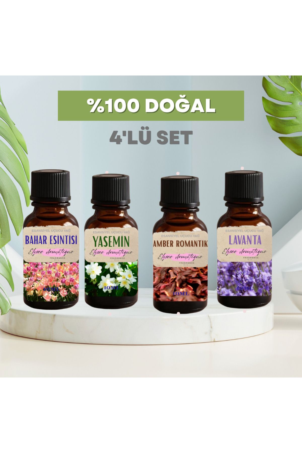 Elysee Aromatique 4'lü Set Esansiyel Uçucu Koku Yağı Difüzör Esansı Buhurdanlık Yağı Aromaterapi Yağı