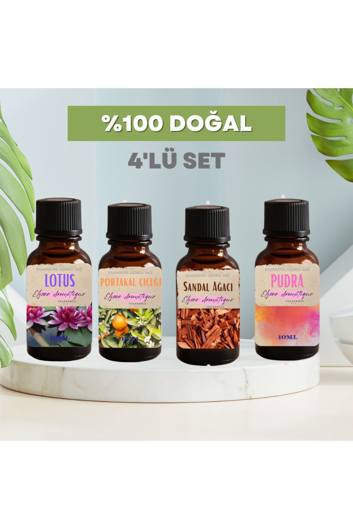 Elysee Aromatique 4'lü Set Esansiyel Uçucu Koku Yağı Difüzör Esansı Buhurdanlık Yağı Aromaterapi Yağı