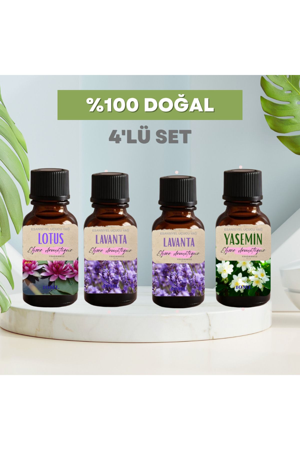Elysee Aromatique 4'lü Set Esansiyel Uçucu Koku Yağı Difüzör Esansı Buhurdanlık Yağı Aromaterapi Yağı