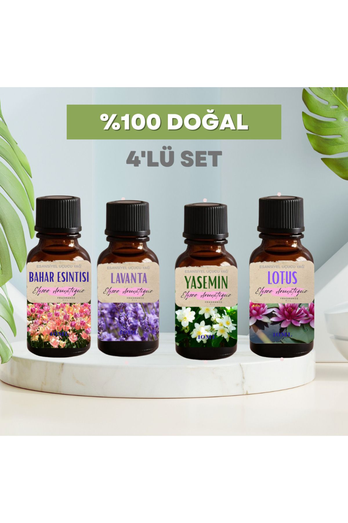 Elysee Aromatique 4'lü Set Esansiyel Uçucu Koku Yağı Difüzör Esansı Buhurdanlık Yağı Aromaterapi Yağı