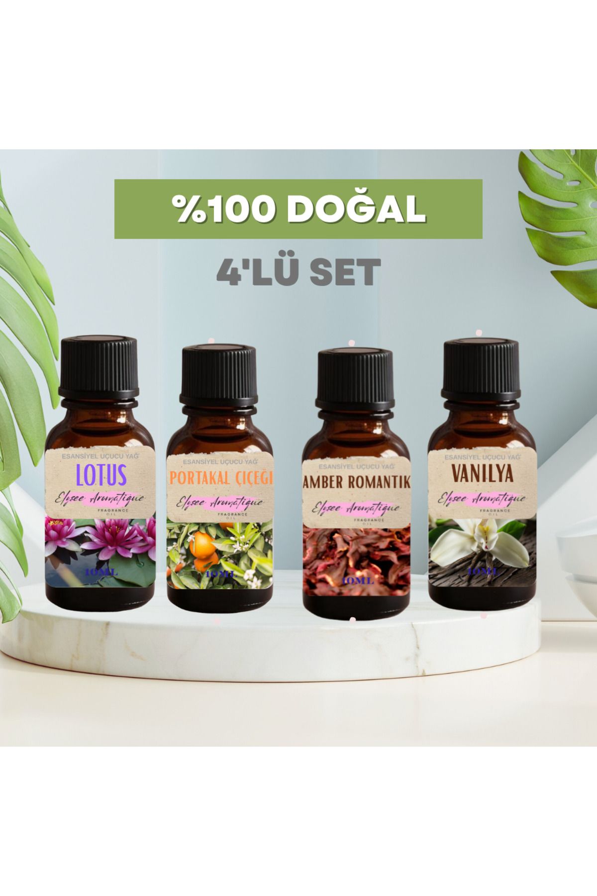 Elysee Aromatique 4'lü Set Esansiyel Uçucu Koku Yağı Difüzör Esansı Buhurdanlık Yağı Aromaterapi Yağı