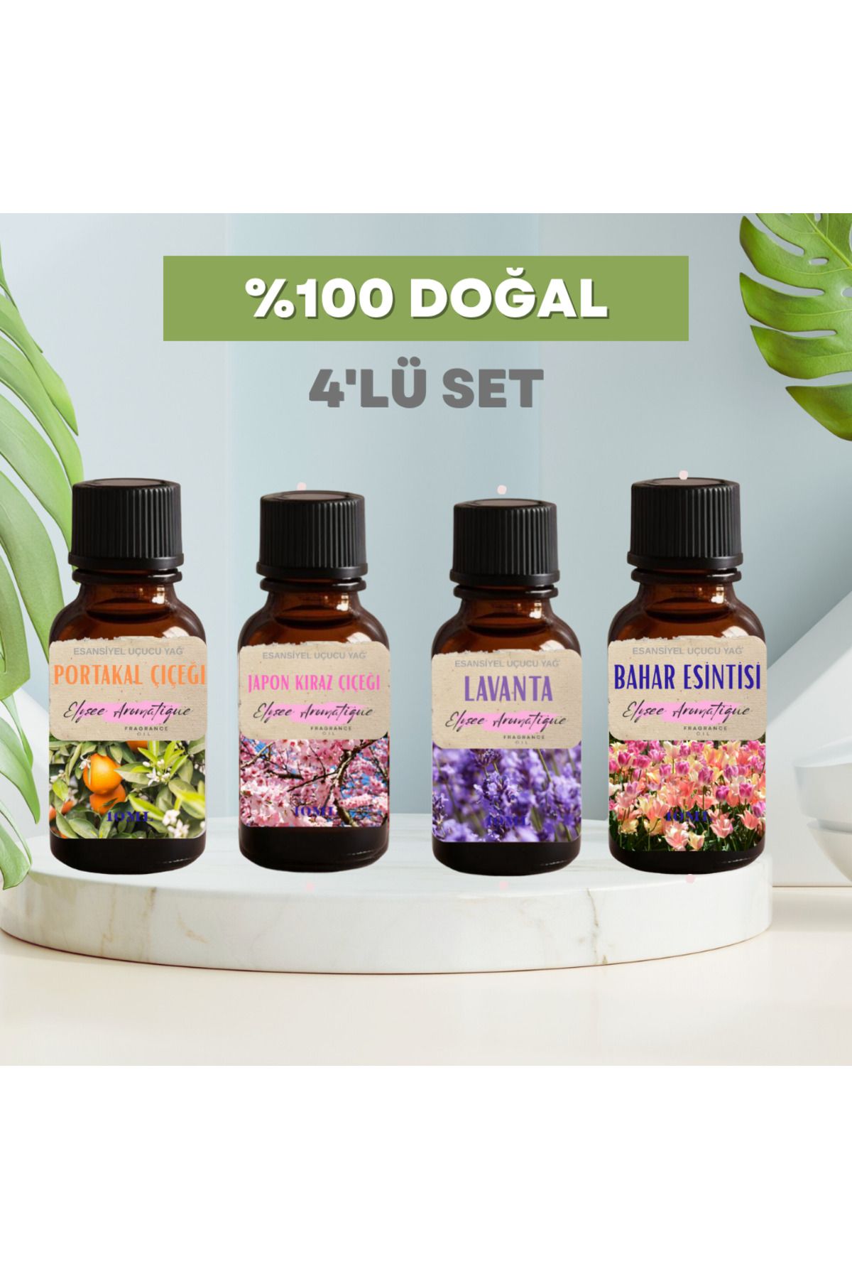 Elysee Aromatique 4'lü Set Esansiyel Uçucu Koku Yağı Difüzör Esansı Buhurdanlık Yağı Aromaterapi Yağı