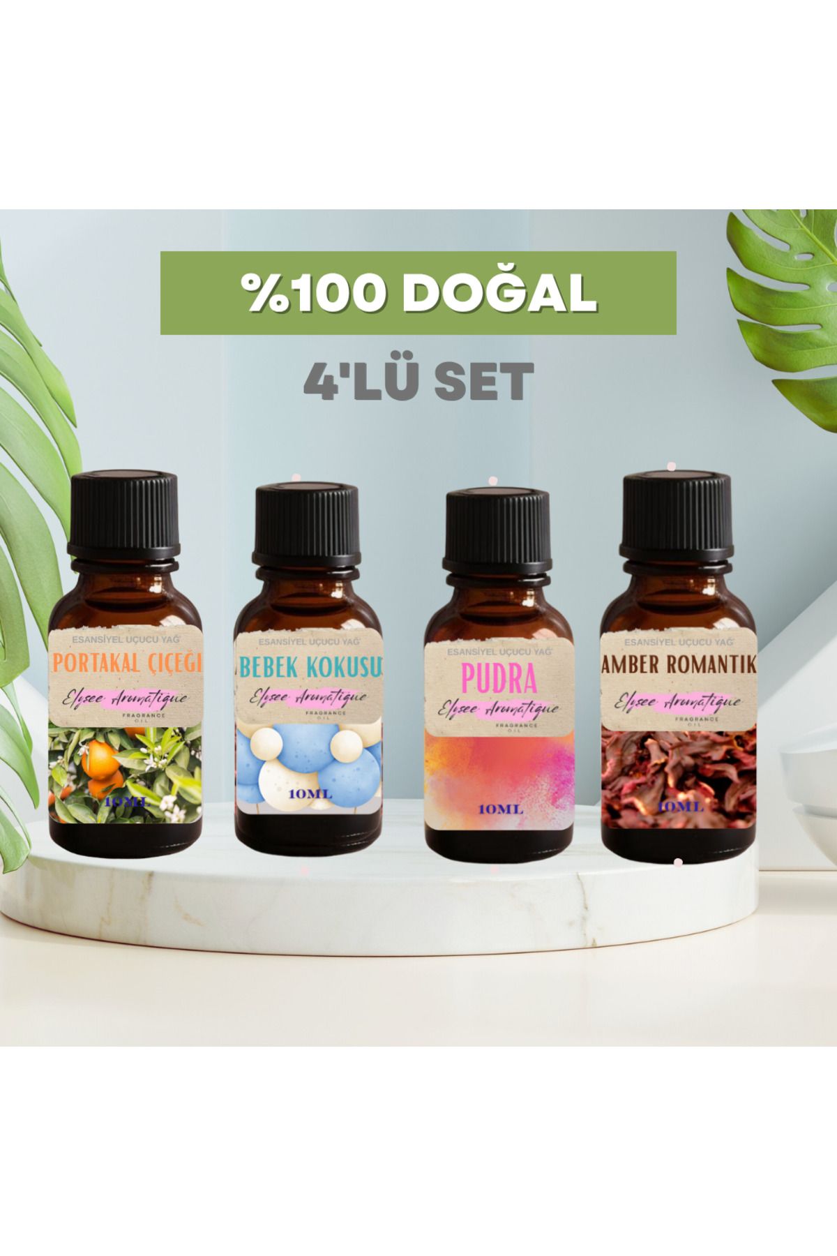 Elysee Aromatique 4'lü Set Esansiyel Uçucu Koku Yağı Difüzör Esansı Buhurdanlık Yağı Aromaterapi Yağı