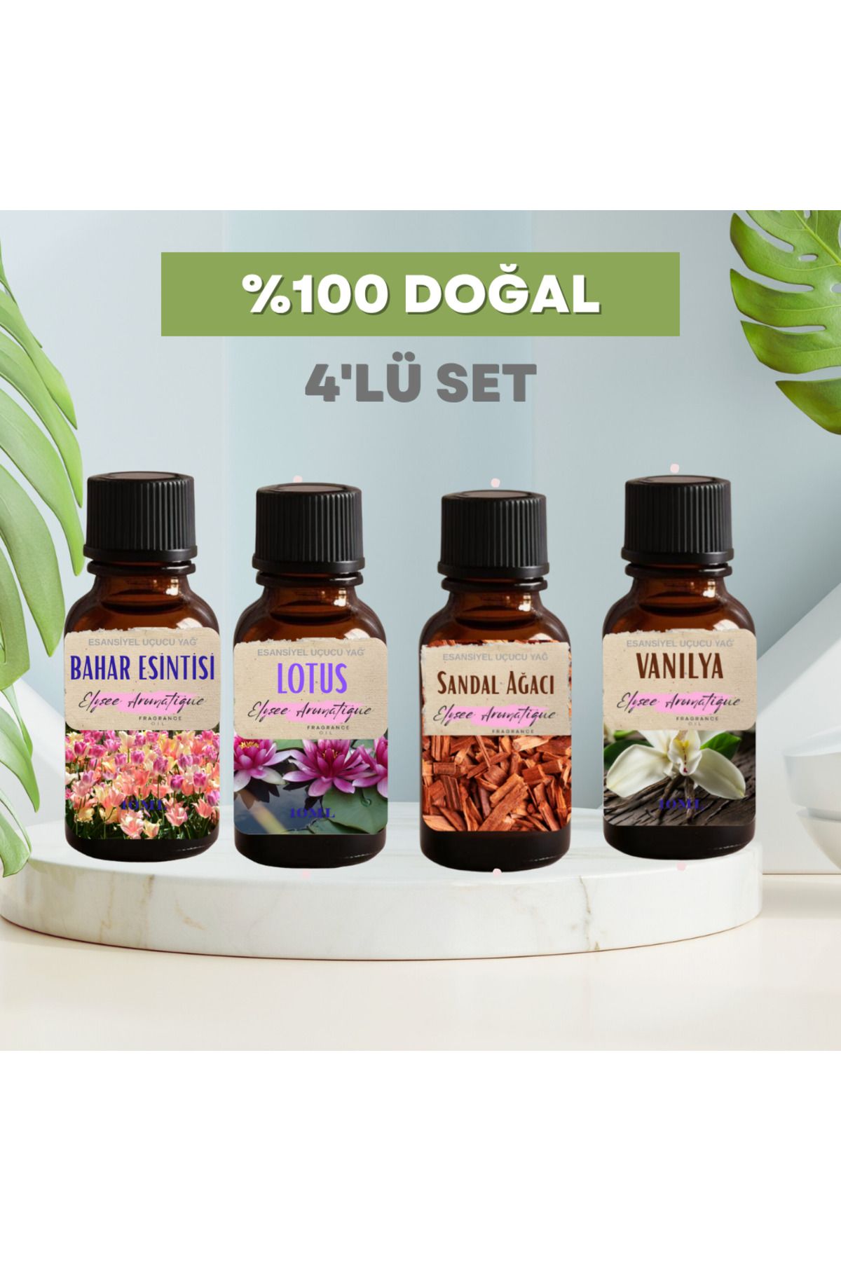 Elysee Aromatique 4'lü Set Esansiyel Uçucu Koku Yağı Difüzör Esansı Buhurdanlık Yağı Aromaterapi Yağı
