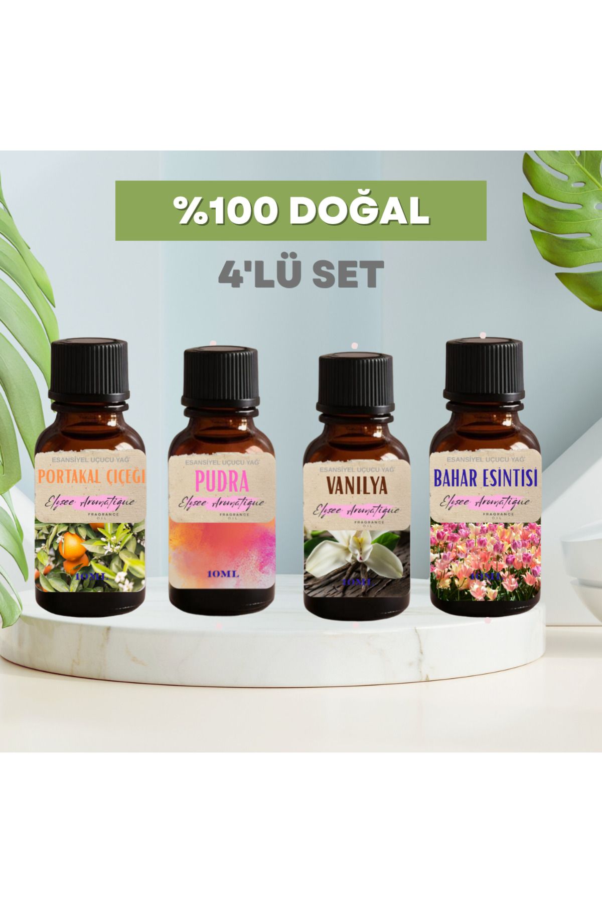 Elysee Aromatique 4'lü Set Esansiyel Uçucu Koku Yağı Difüzör Esansı Buhurdanlık Yağı Aromaterapi Yağı