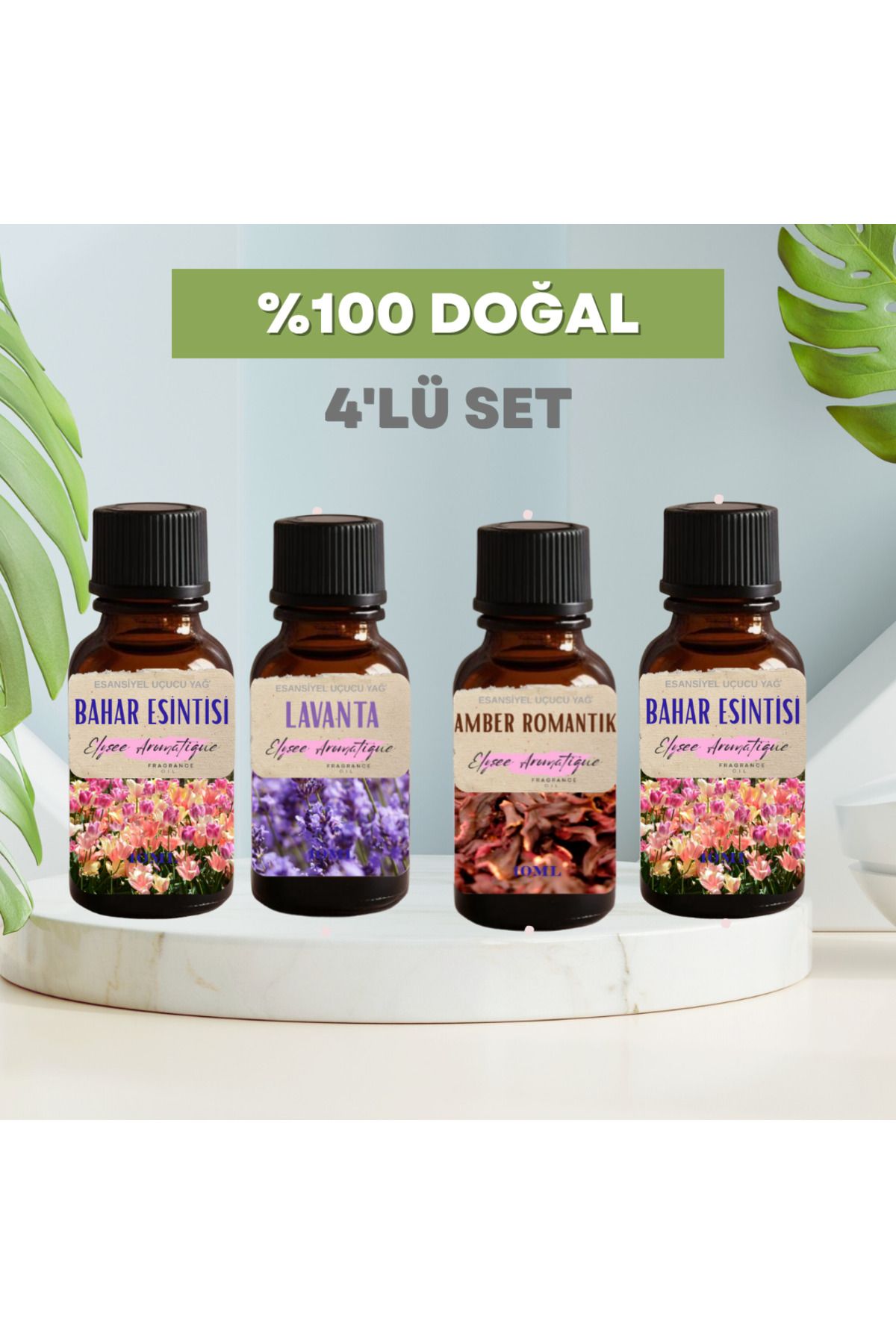 Elysee Aromatique 4'lü Set Esansiyel Uçucu Koku Yağı Difüzör Esansı Buhurdanlık Yağı Aromaterapi Yağı