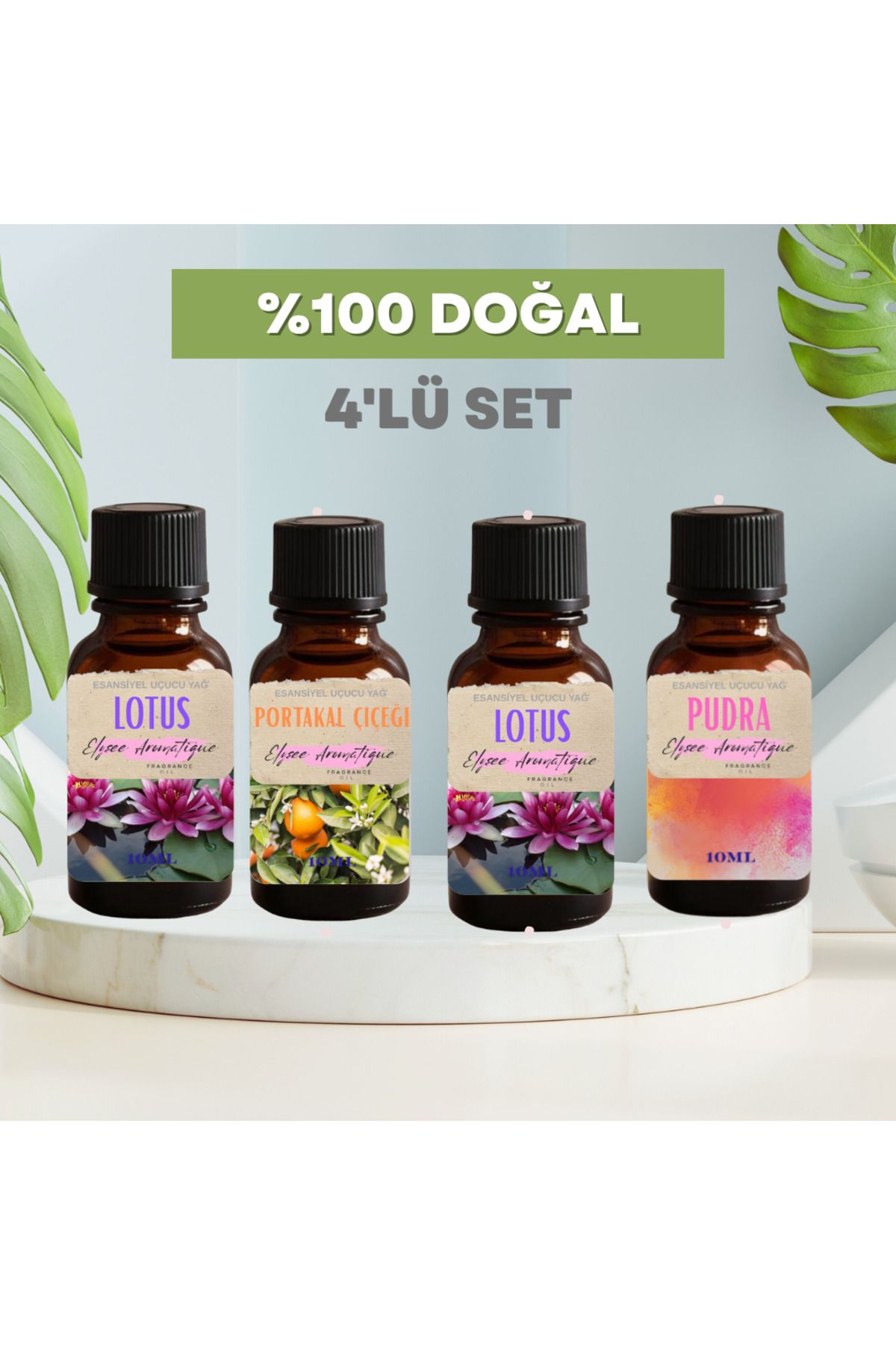 Elysee Aromatique 4'lü Set Esansiyel Uçucu Koku Yağı Difüzör Esansı Buhurdanlık Yağı Aromaterapi Yağı