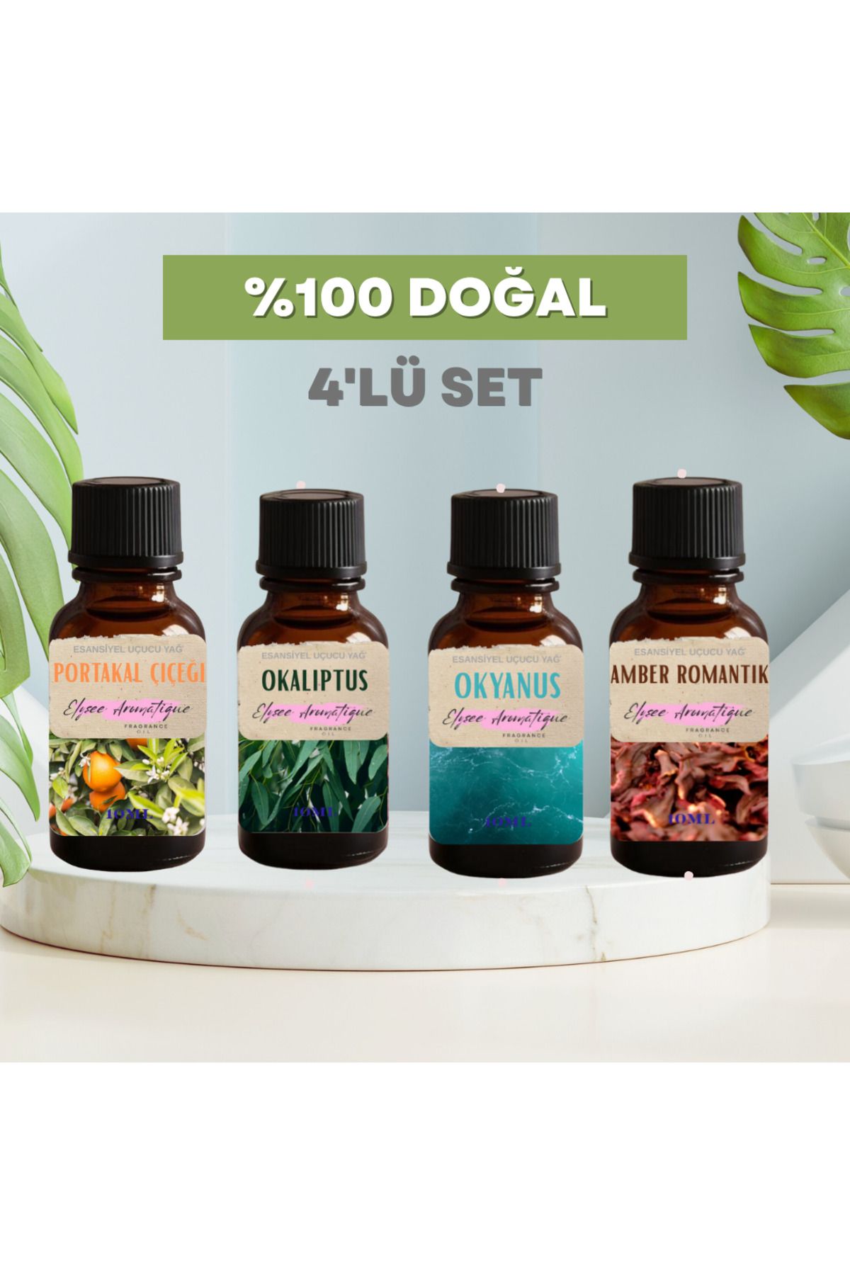 Elysee Aromatique 4'lü Set Esansiyel Uçucu Koku Yağı Difüzör Esansı Buhurdanlık Yağı Aromaterapi Yağı