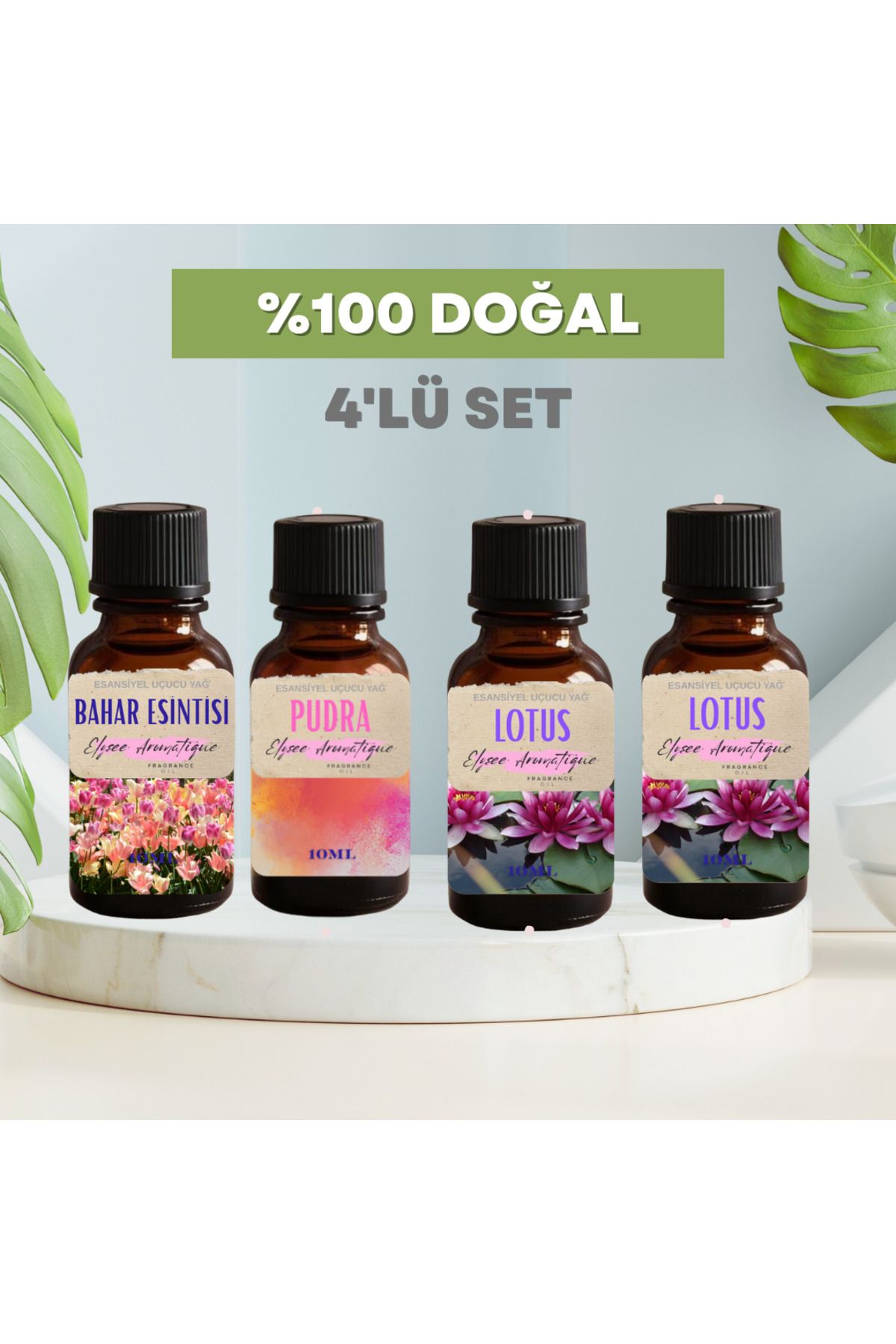 Elysee Aromatique 4'lü Set Esansiyel Uçucu Koku Yağı Difüzör Esansı Buhurdanlık Yağı Aromaterapi Yağı