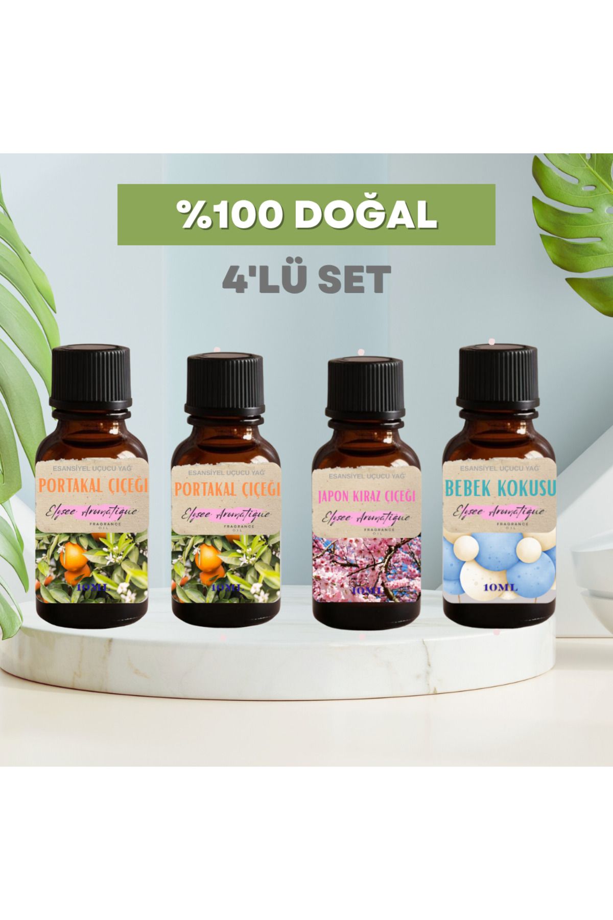 Elysee Aromatique 4'lü Set Esansiyel Uçucu Koku Yağı Difüzör Esansı Buhurdanlık Yağı Aromaterapi Yağı