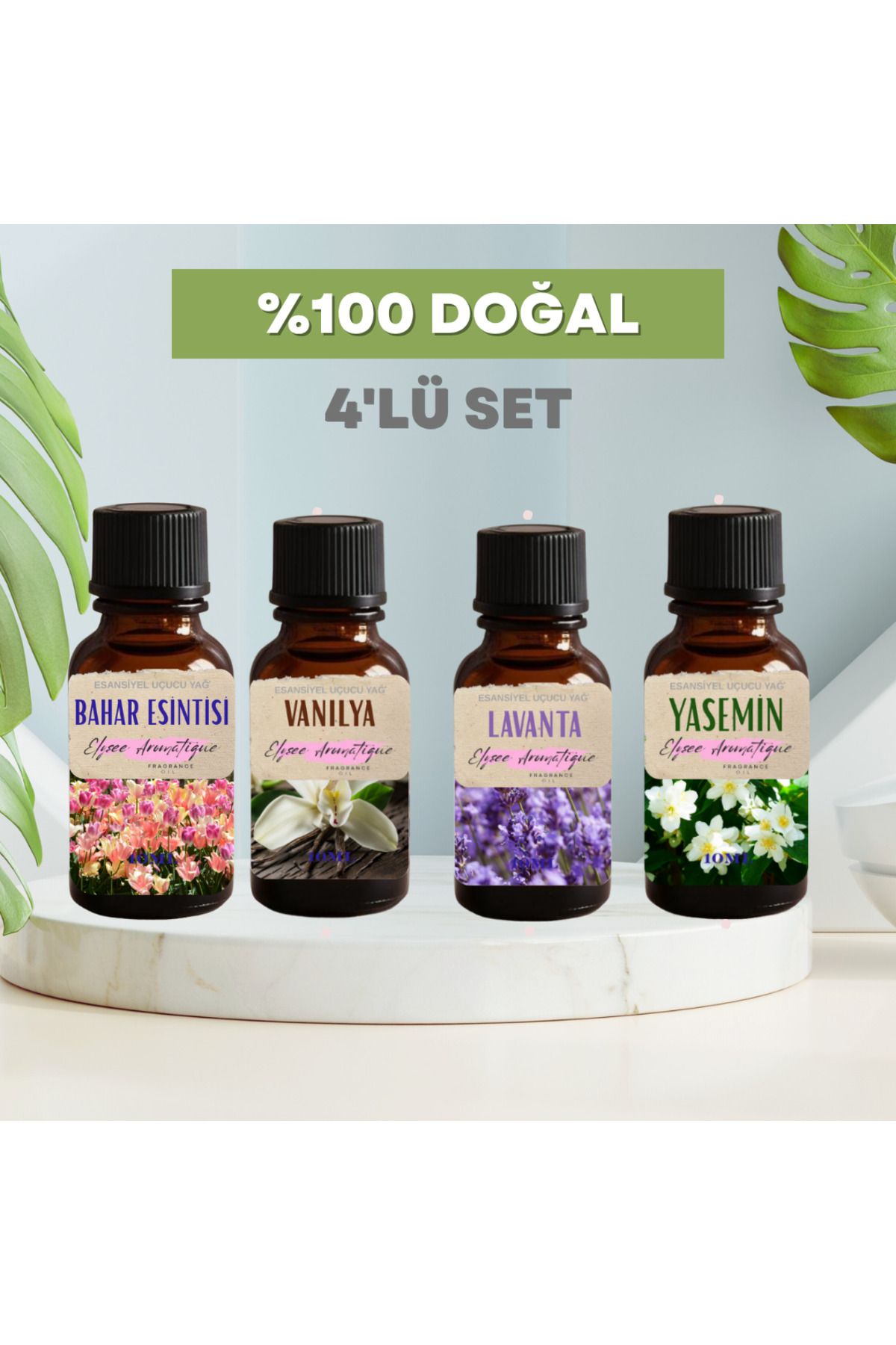 Elysee Aromatique 4'lü Set Esansiyel Uçucu Koku Yağı Difüzör Esansı Buhurdanlık Yağı Aromaterapi Yağı
