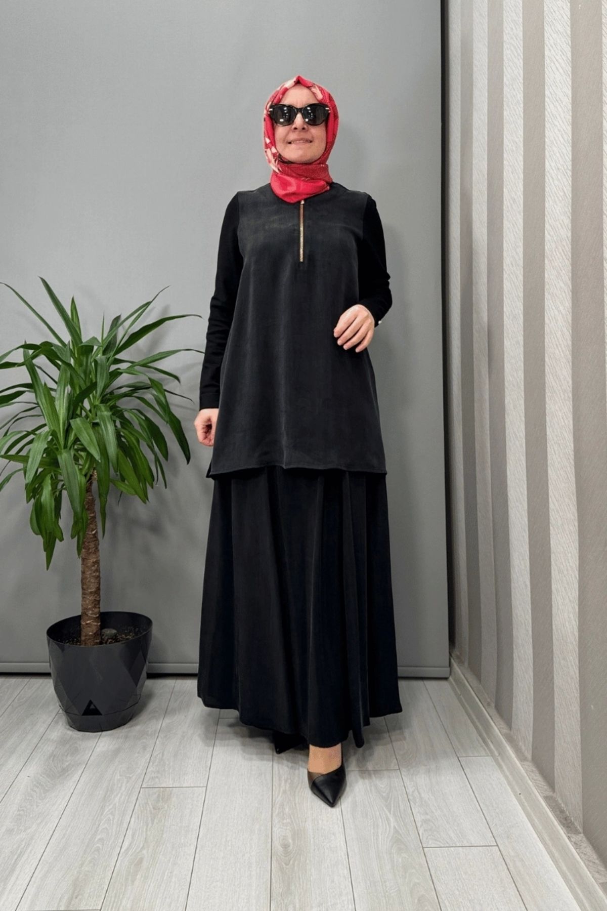 MISS DALIDA Fermuarlı Kloş Etek Siyah T25y-2003