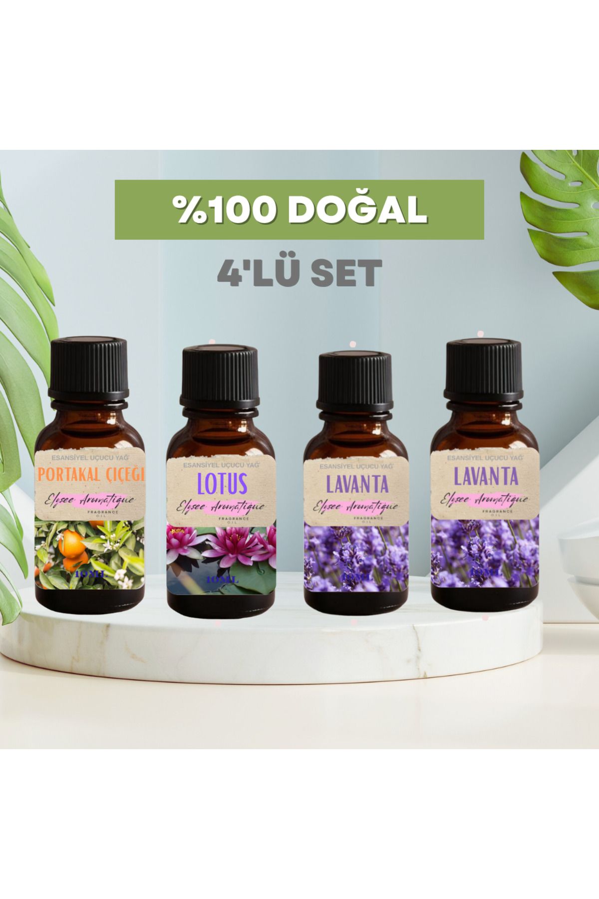 Elysee Aromatique 4'lü Set Esansiyel Uçucu Koku Yağı Difüzör Esansı Buhurdanlık Yağı Aromaterapi Yağı