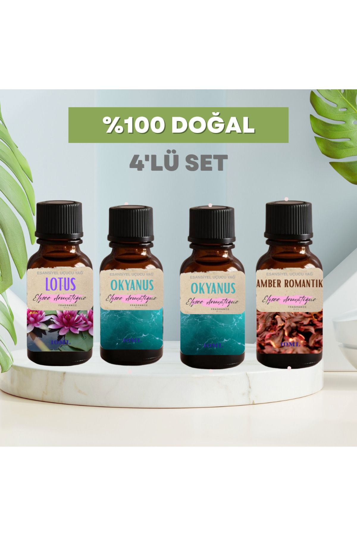 Elysee Aromatique 4'lü Set Esansiyel Uçucu Koku Yağı Difüzör Esansı Buhurdanlık Yağı Aromaterapi Yağı