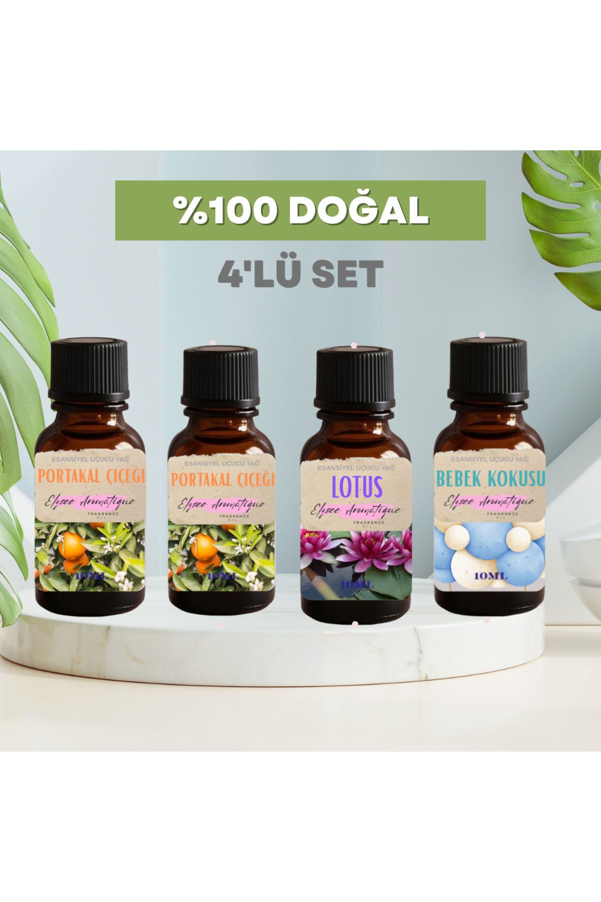 Elysee Aromatique 4'lü Set Esansiyel Uçucu Koku Yağı Difüzör Esansı Buhurdanlık Yağı Aromaterapi Yağı